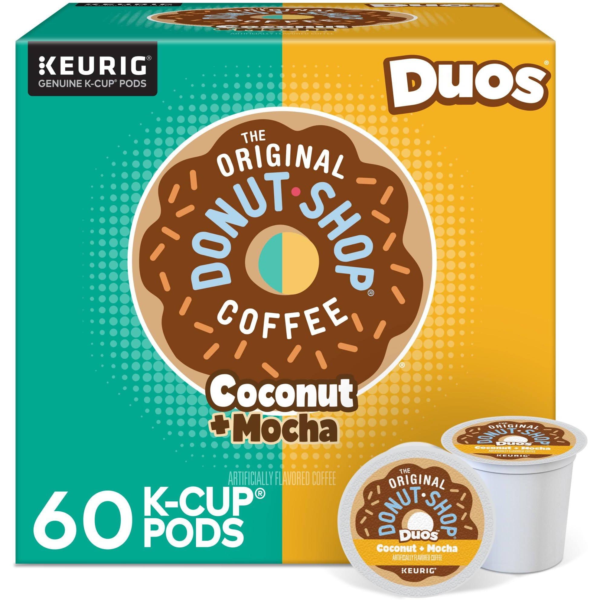 The Original Donut Shop Duos Coconut + Mocha Coffee, Keurig Single Serve K-Cup Pods, Medium Roast Coffee, 60 Count, (6 Packs Of 10)