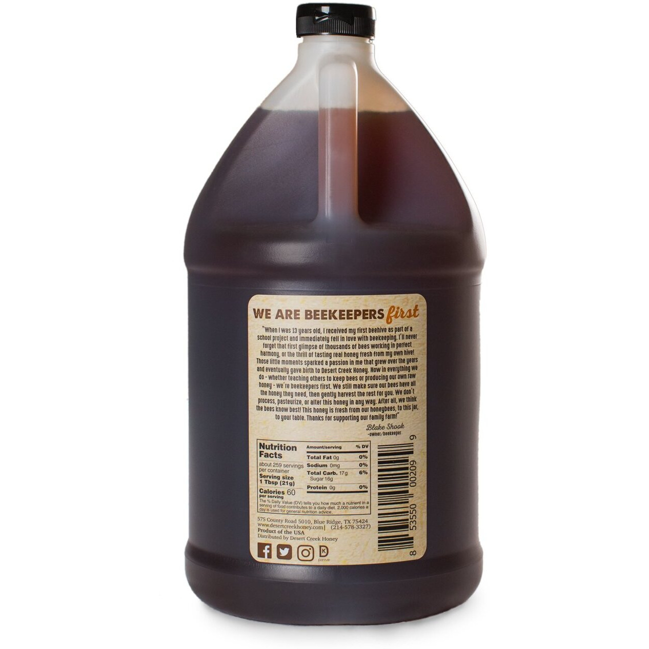 Desert Creek - Raw Honey, Natural Premium And Pure Texas Product - 1 Gallon
