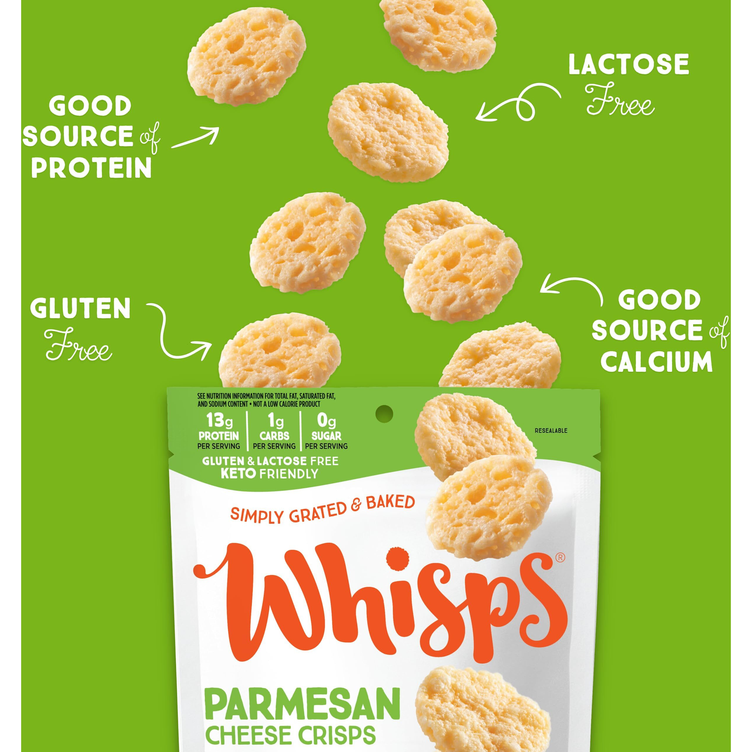 Whisps Cheese Crisps Parmesan Cheese | Protein Chips | Healthy Snacks | Protein Snacks, Gluten Free, High Protein, Low Carb Keto Food (10.8 Oz, 2 Pack)