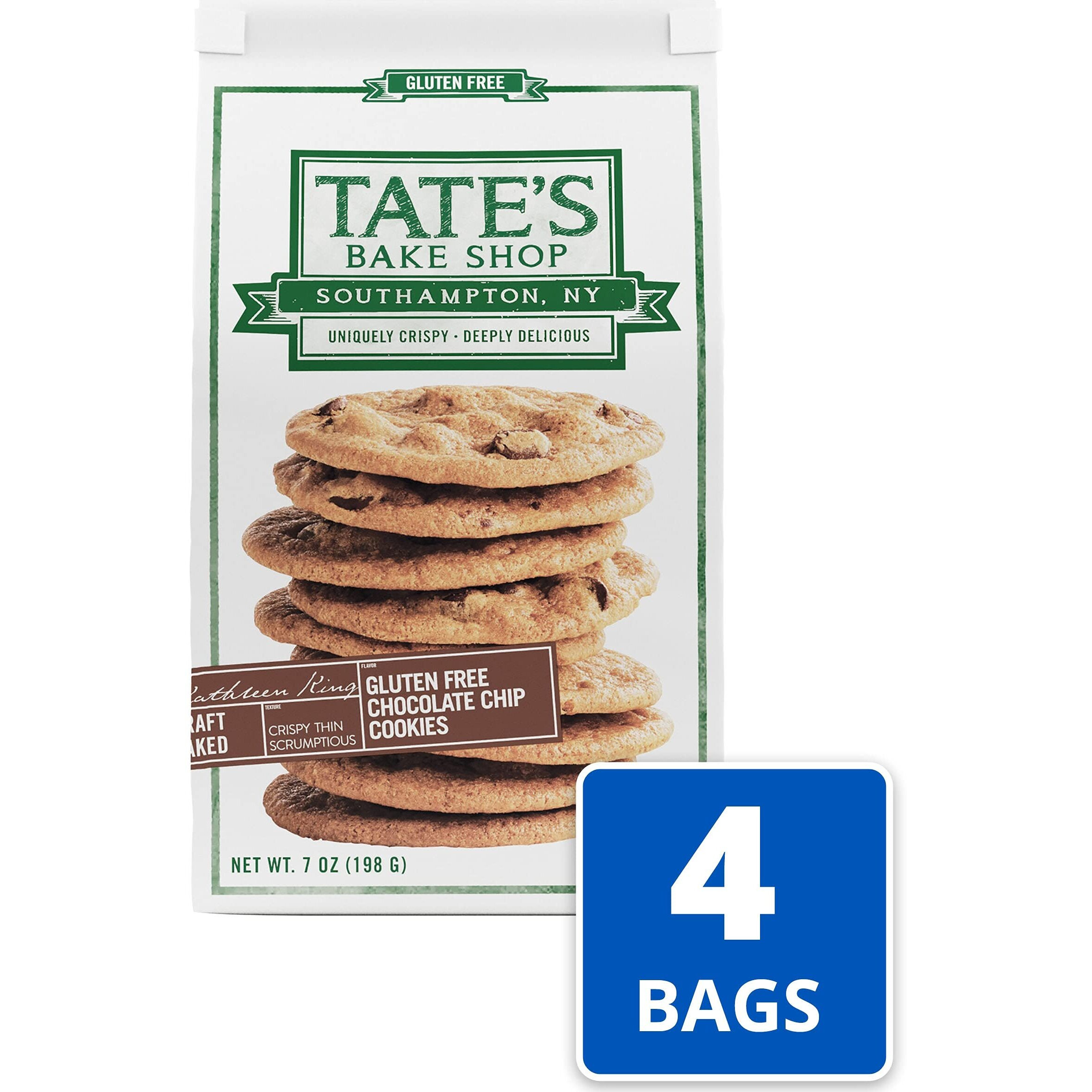 Tate's Bake Shop Gluten Free Chocolate Chip Cookies, Gluten Free Cookies, 4 - 7 Oz Bags