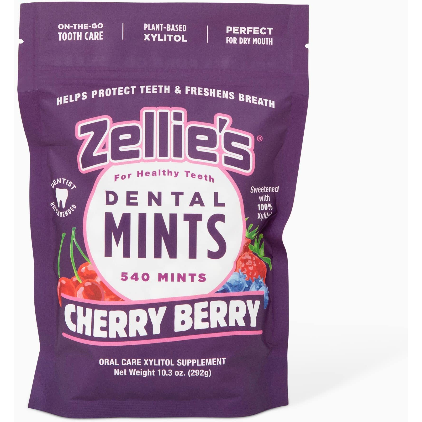 Zellie's |100% Xylitol Sugar Free Cherry Berry Breath Mints | Non-Gmo, Low-Calorie, Gluten Free, Vegan & Kosher Mints (540 Count - Pack Of 1)
