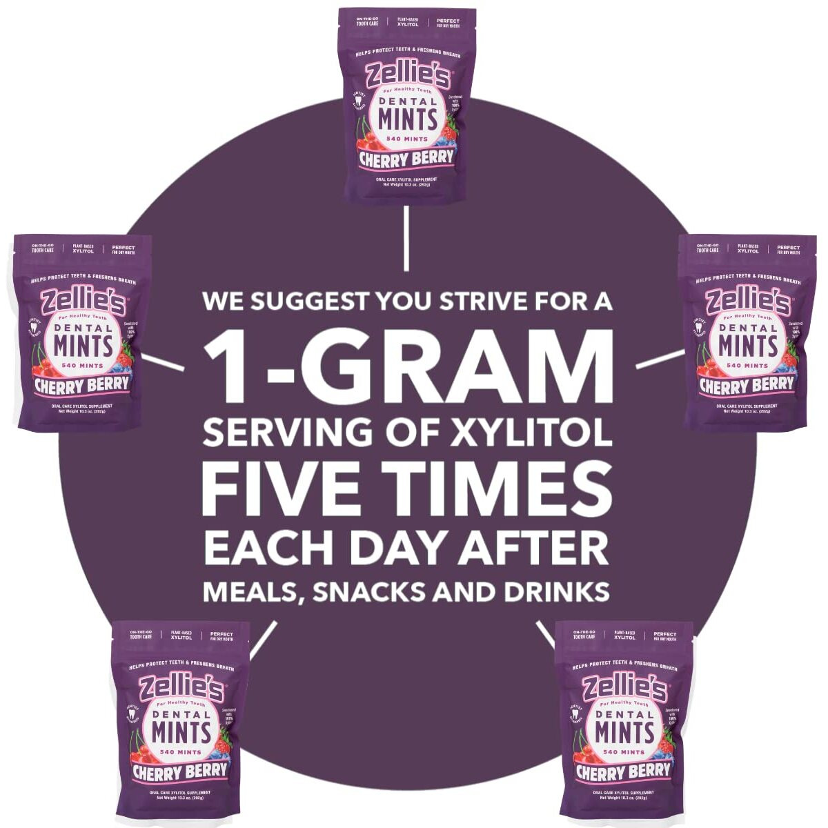 Zellie's |100% Xylitol Sugar Free Cherry Berry Breath Mints | Non-Gmo, Low-Calorie, Gluten Free, Vegan & Kosher Mints (540 Count - Pack Of 1)