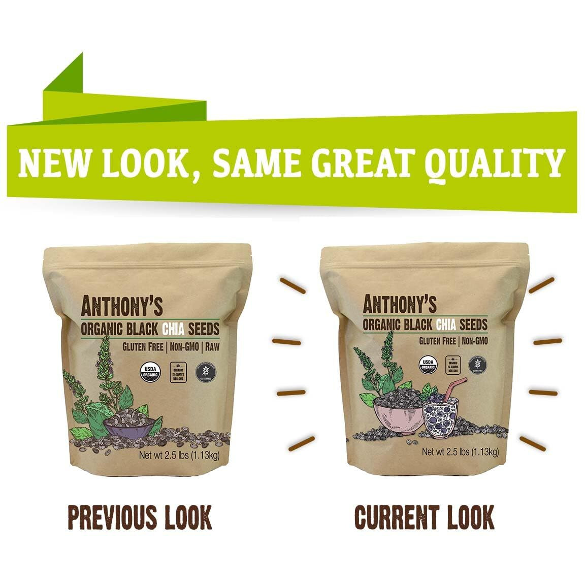Anthony's Organic Chia Seed, 2.5 Lb, Gluten Free, Vegan, Keto Friendly