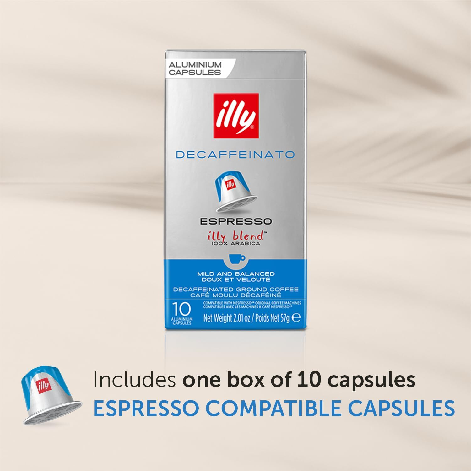 Illy Espresso Compatible Capsules - Single-Serve Coffee Capsules & Pods - Classico Decaf Roast - Notes Of Caramel, Toasted Bread & Chocolate Pods - For Nespresso Coffee Machines - 10 Count