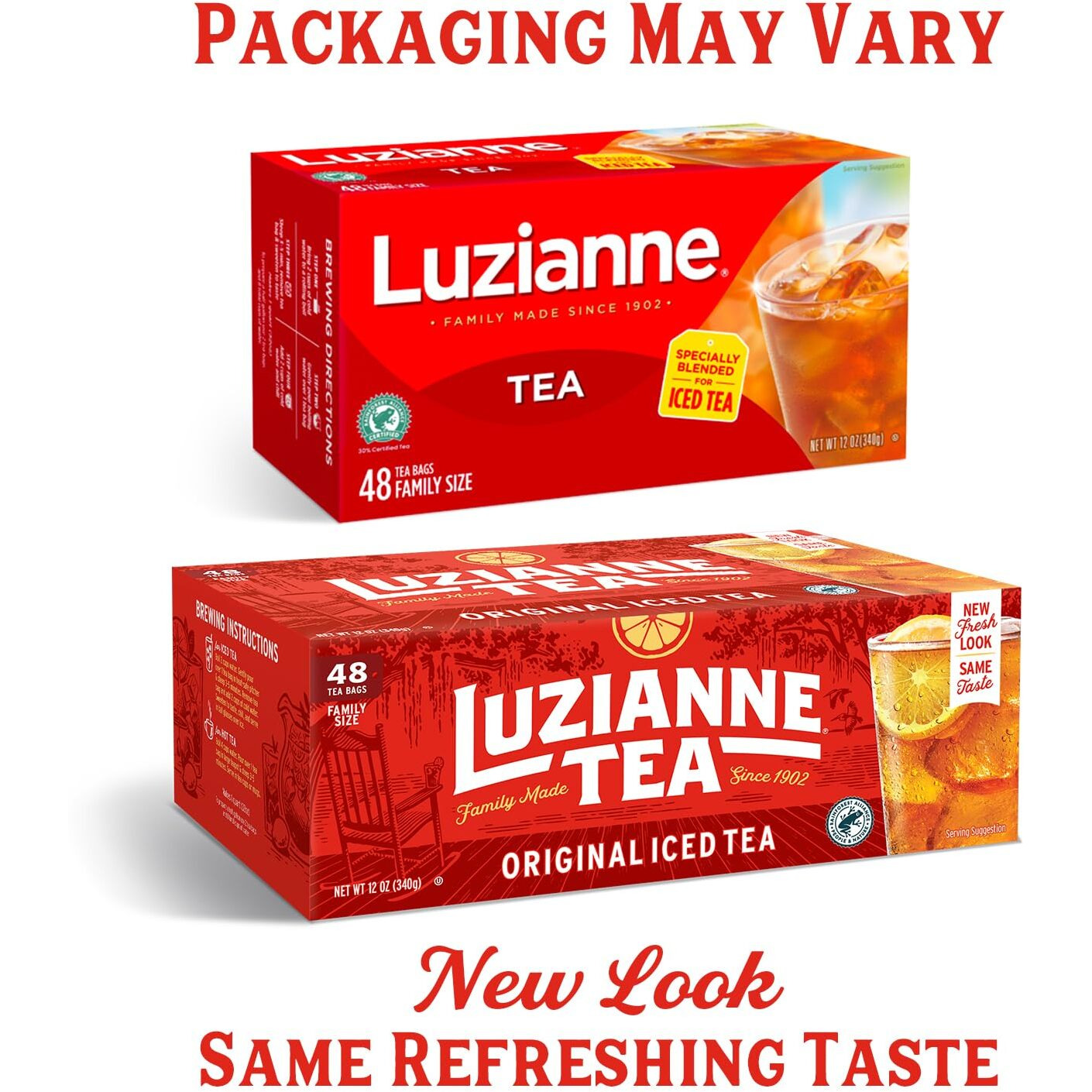 Luzianne Unsweetened Iced Tea Bags, Family Size, 48Ct Box (Pack Of 6)