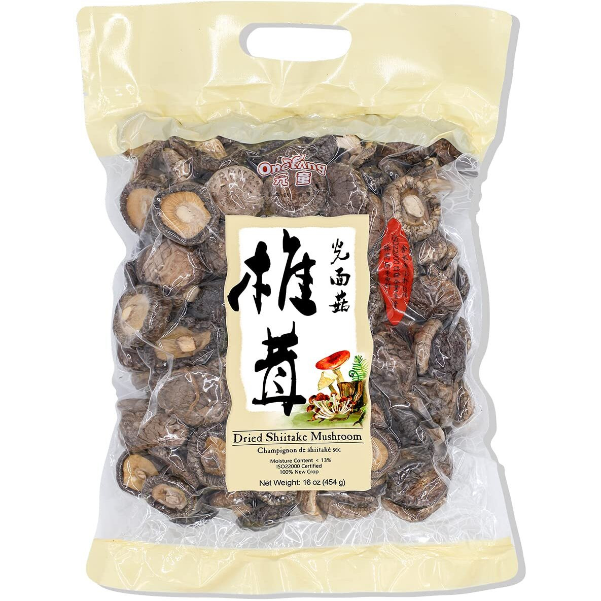 Onetang Dried Shiitake Mushrooms 16 Oz, Rehydrate Quickly, Soft Texture, Fresh Flavor, Stemless, Vacuum Sealed, No Add, 2024 New Black Mushrooms 1 Lb (Holiday Gifts)