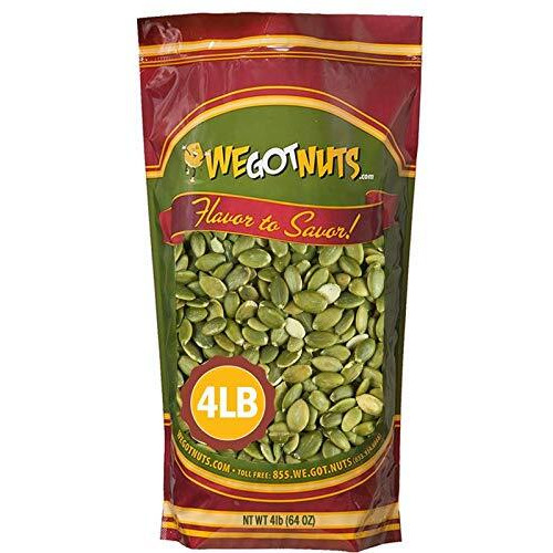 We Got Nuts Pumpkin Seeds Healthy Snacks 4 Lbs (64Oz) Bag | Raw Pepitas No Preservatives Added, Non-Gmo, 100% Natural With No Shell | For Baking, Salad Toppings, Cereal, Roasting | Low Calorie Nuts,