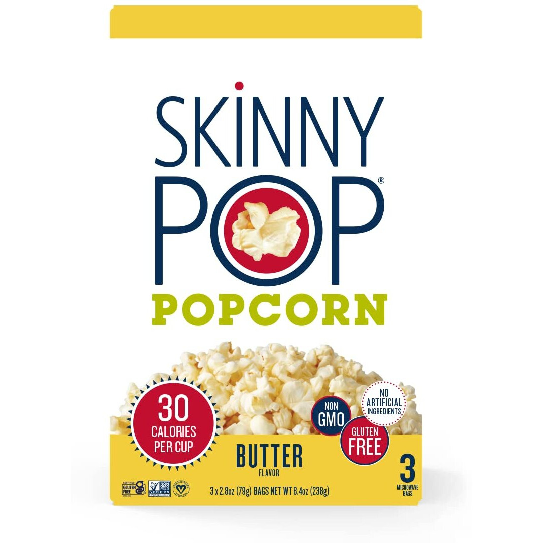 Skinnypop Butter Microwave Popcorn Bags, Healthy Snacks Microwavable Bags, 2.8 Oz, 12 Boxes (3 Bags Per Box), 36 Bags Total, Skinny Pop, Healthy Popcorn, Gluten Free, 2.8 Ounce (Pack Of 36)