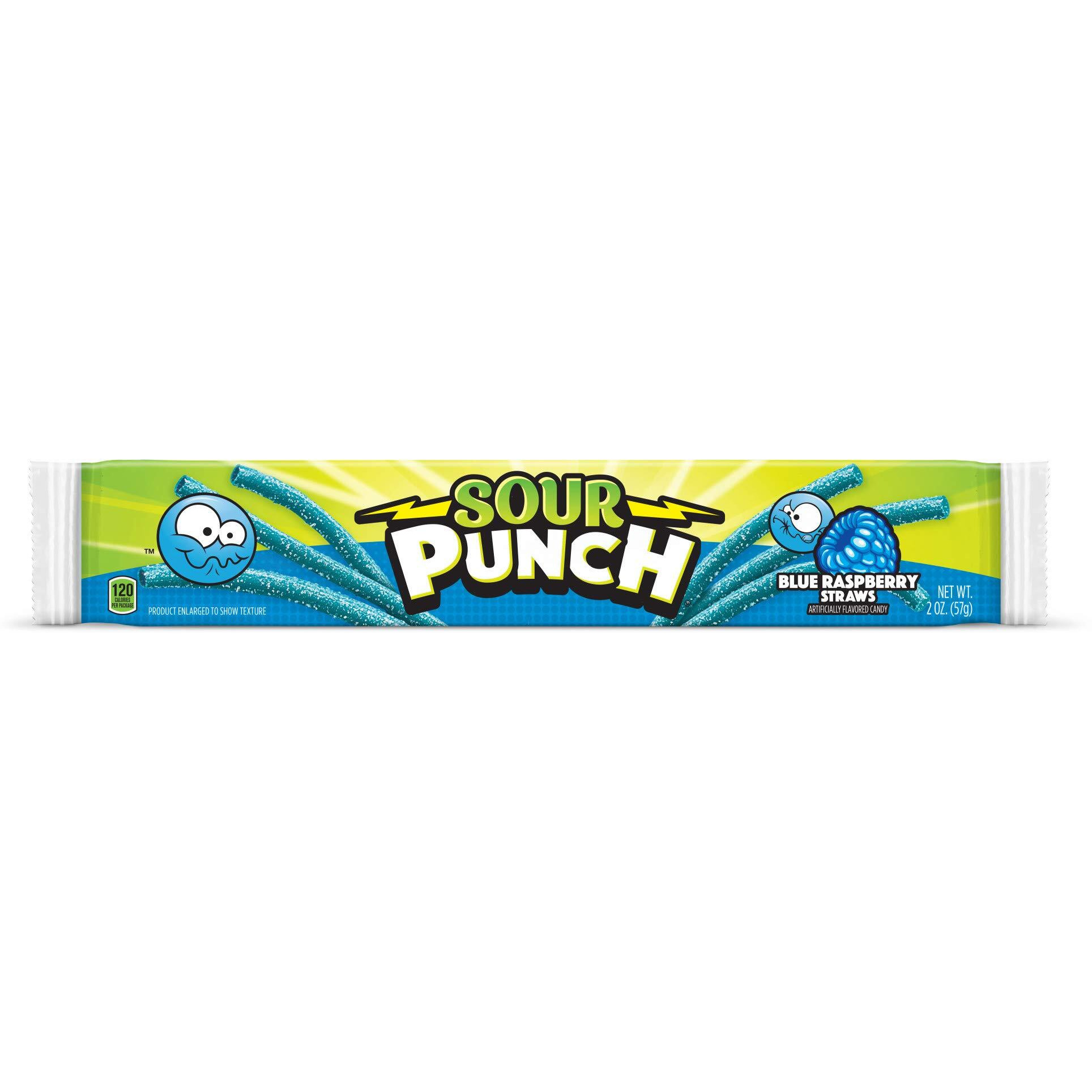 Sour Punch Straws, Sweet & Sour Flavored Soft, Chewy Candy, Tray, Blue Raspberry , 2 Ounce (Pack Of 24)