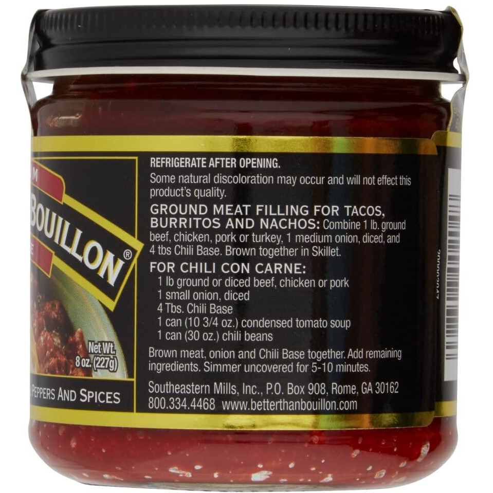 Better Than Bouillon Chili Base, Made From Select Roasted Chili Peppers & Spices, Blendable Base For Added Flavor, 8-Ounce Jar (Pack Of 4)