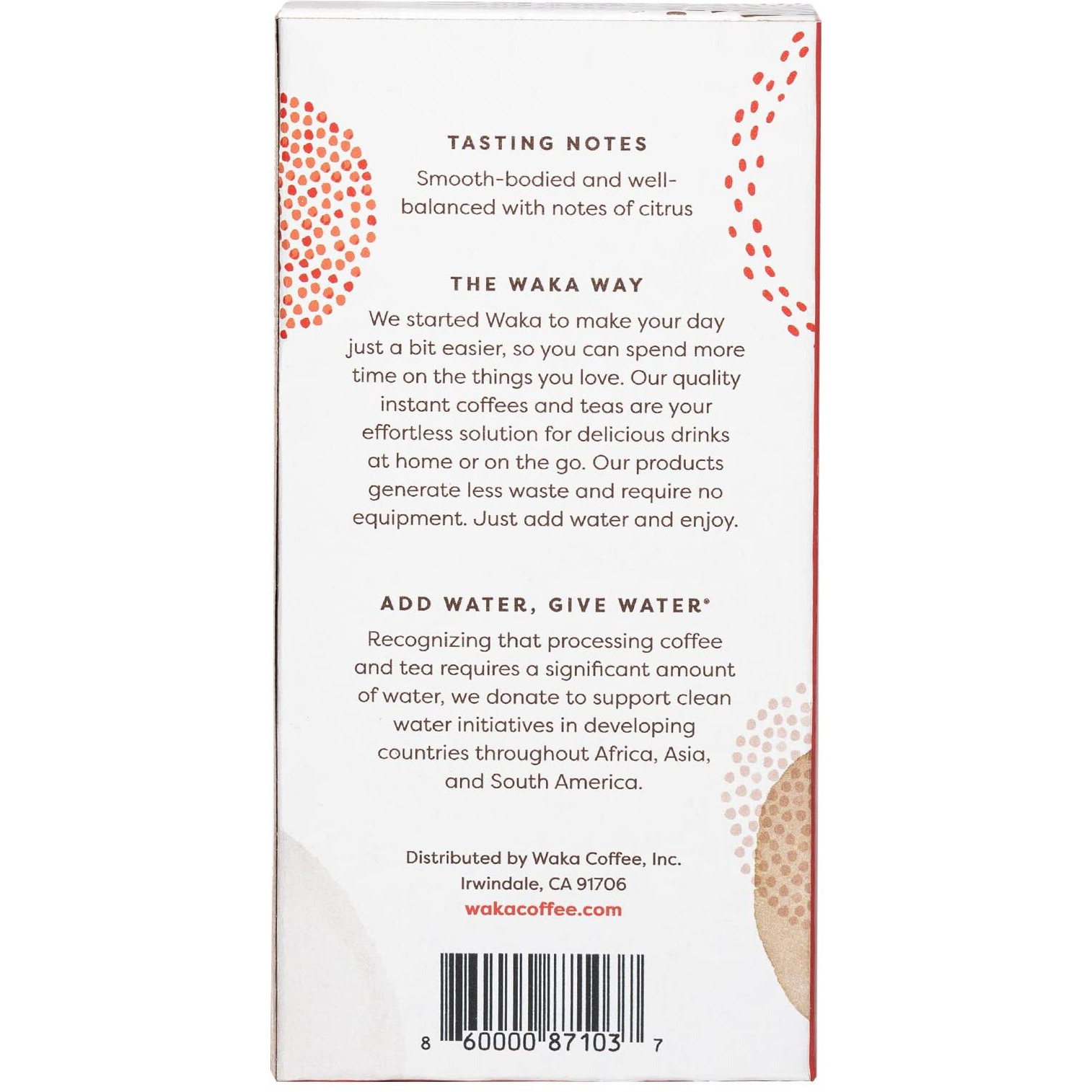 Waka Instant Coffee, Decaffeinated Medium Roast - 100% Arabica Colombian Beans, Freeze Dried Granules, No Additives - Single Serve Packets For Quick Hot And Iced Coffees (8 Individual Coffee Packets)