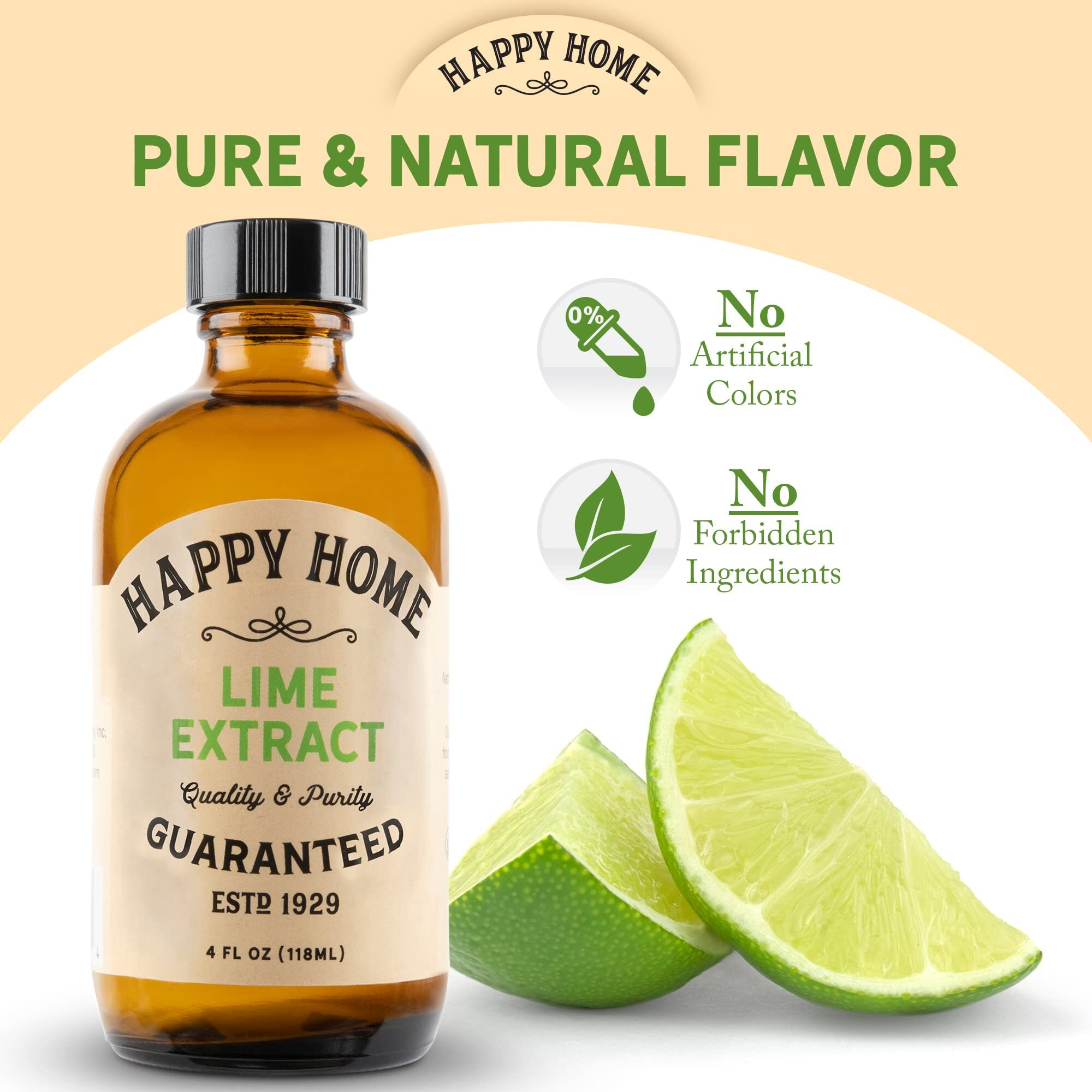 Happy Home Natural Lime Flavor - Certified Kosher, 4 Oz.