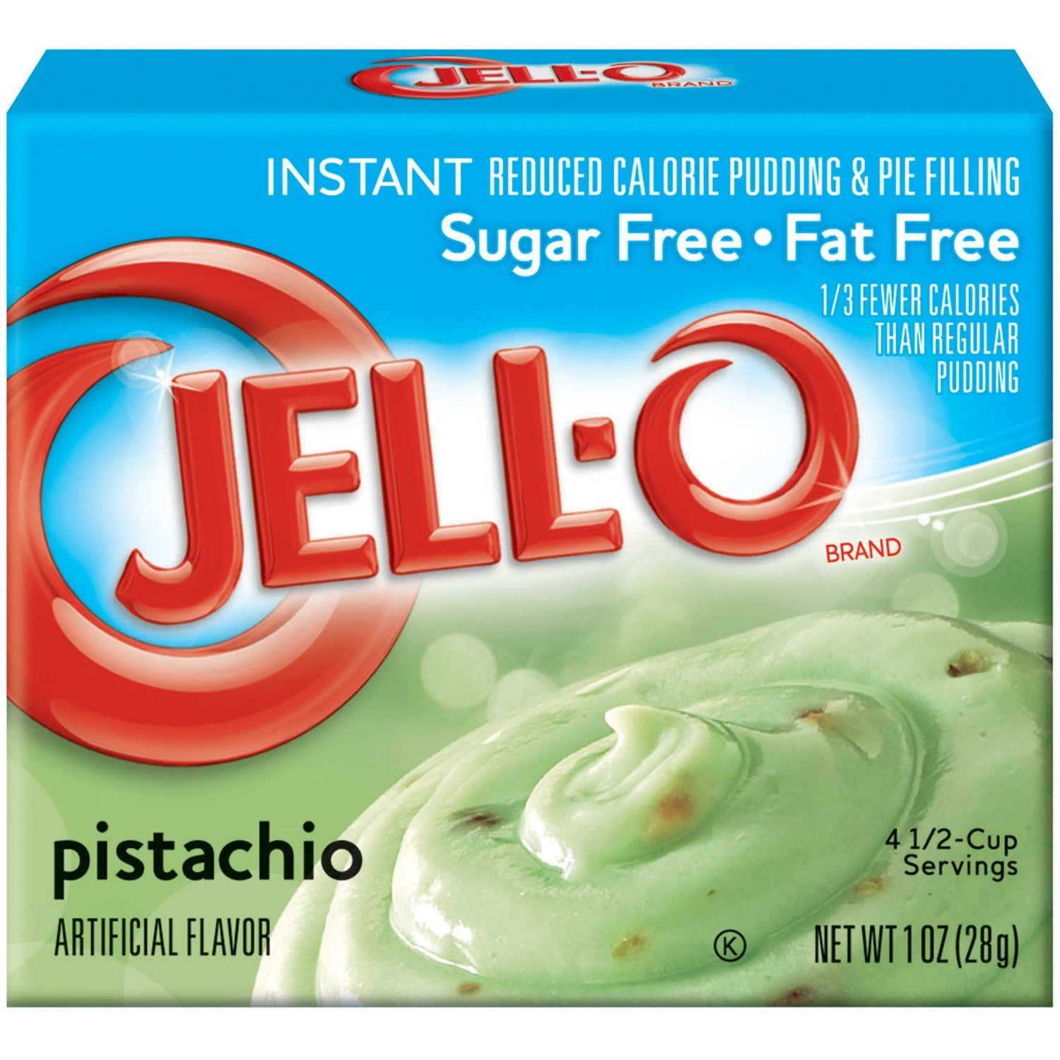Jell-O Pistachio Flavor Sugar Free Pudding & Pie Filling (4-Pack)