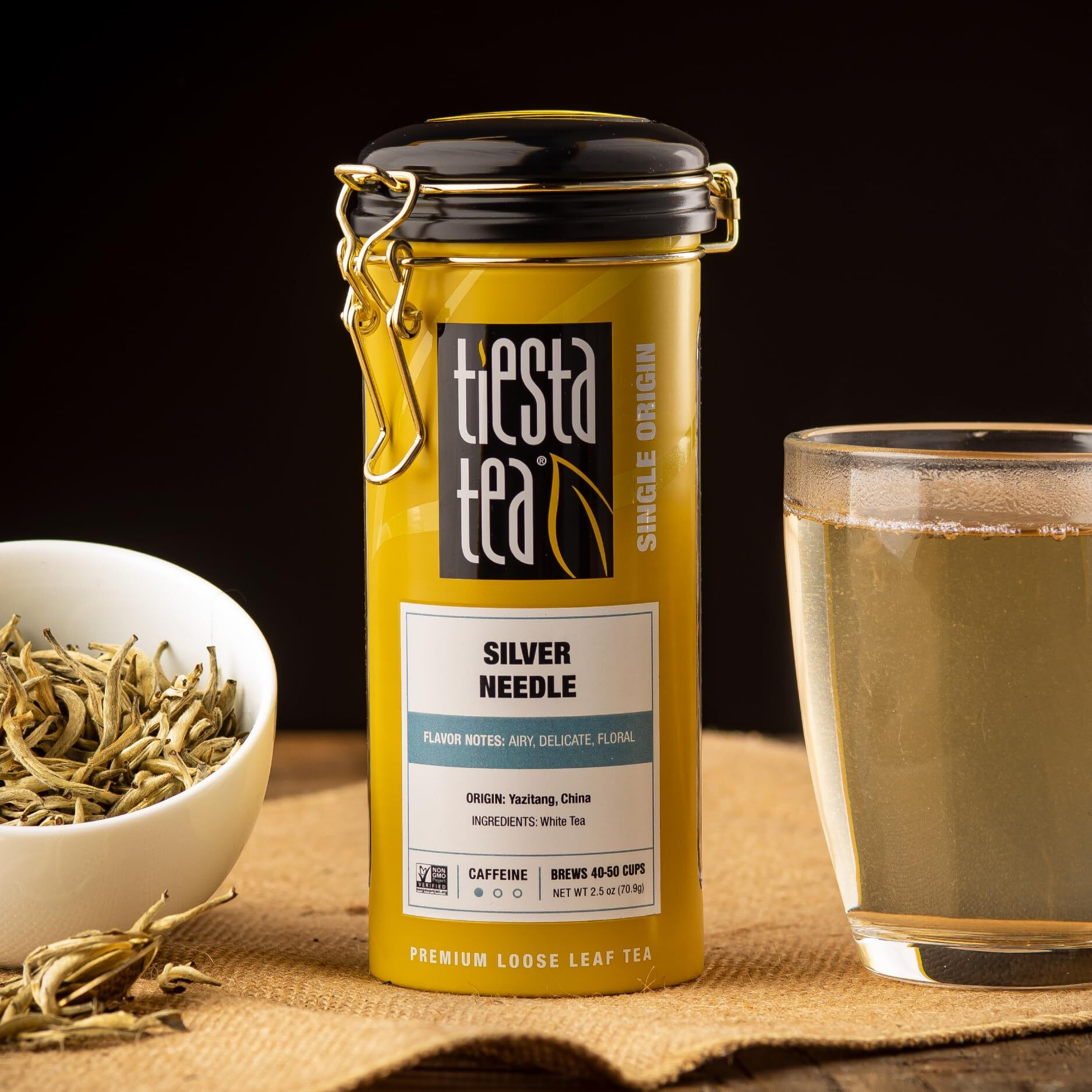 Tiesta Tea - Silver Needle White Tea | Single Origin Premium White Loose Leaf Tea From China 100% Pure Unblended Low Caffeinated Tea | Make Hot Or Iced Tea & Brews Up To 50 Cups - 2.5Oz Refillable Tin