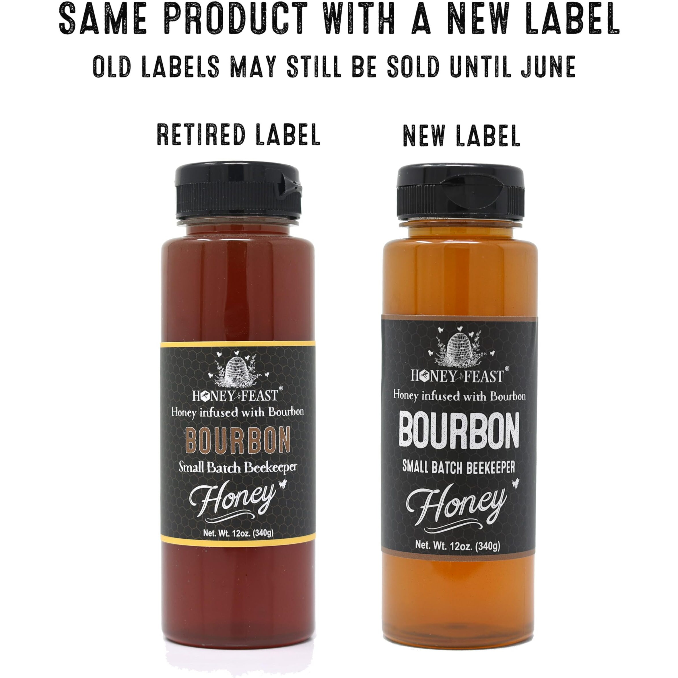 Honey Feast Bourbon Honey 12Oz | Artisanal Small Batch Raw Honey | Exquisite Bourbon-Infused Honey | Ideal For Bourbon Enthusiasts & Gourmets