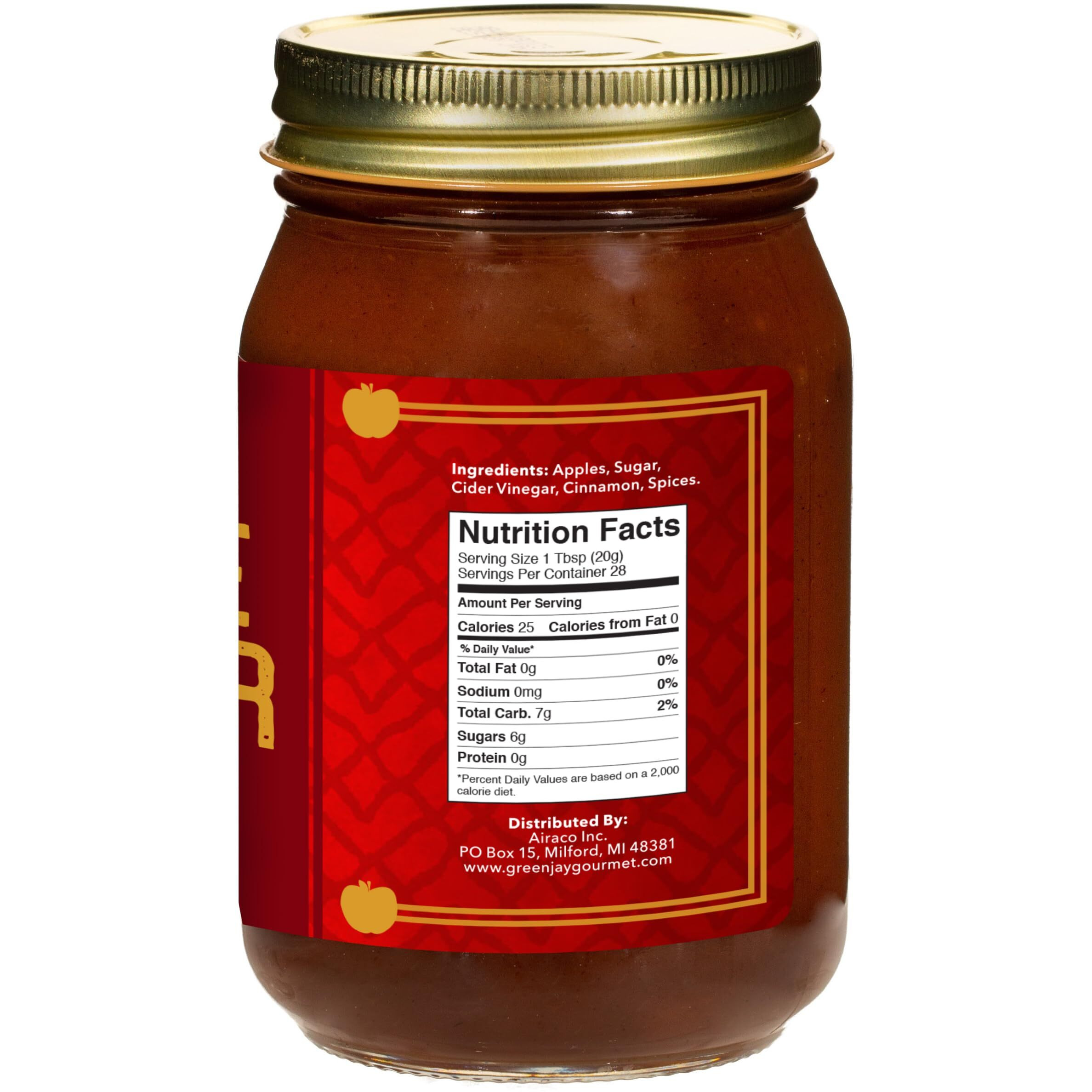 Green Jay Gourmet Apple Butter - All-Natural, Gluten-Free Fruit Spread - Apple Spread With Apples, Cinnamon & Spices - Gourmet Fruit Butter - No Corn Syrup, Preservatives Or Trans-Fats - 2 X 19 Ounces