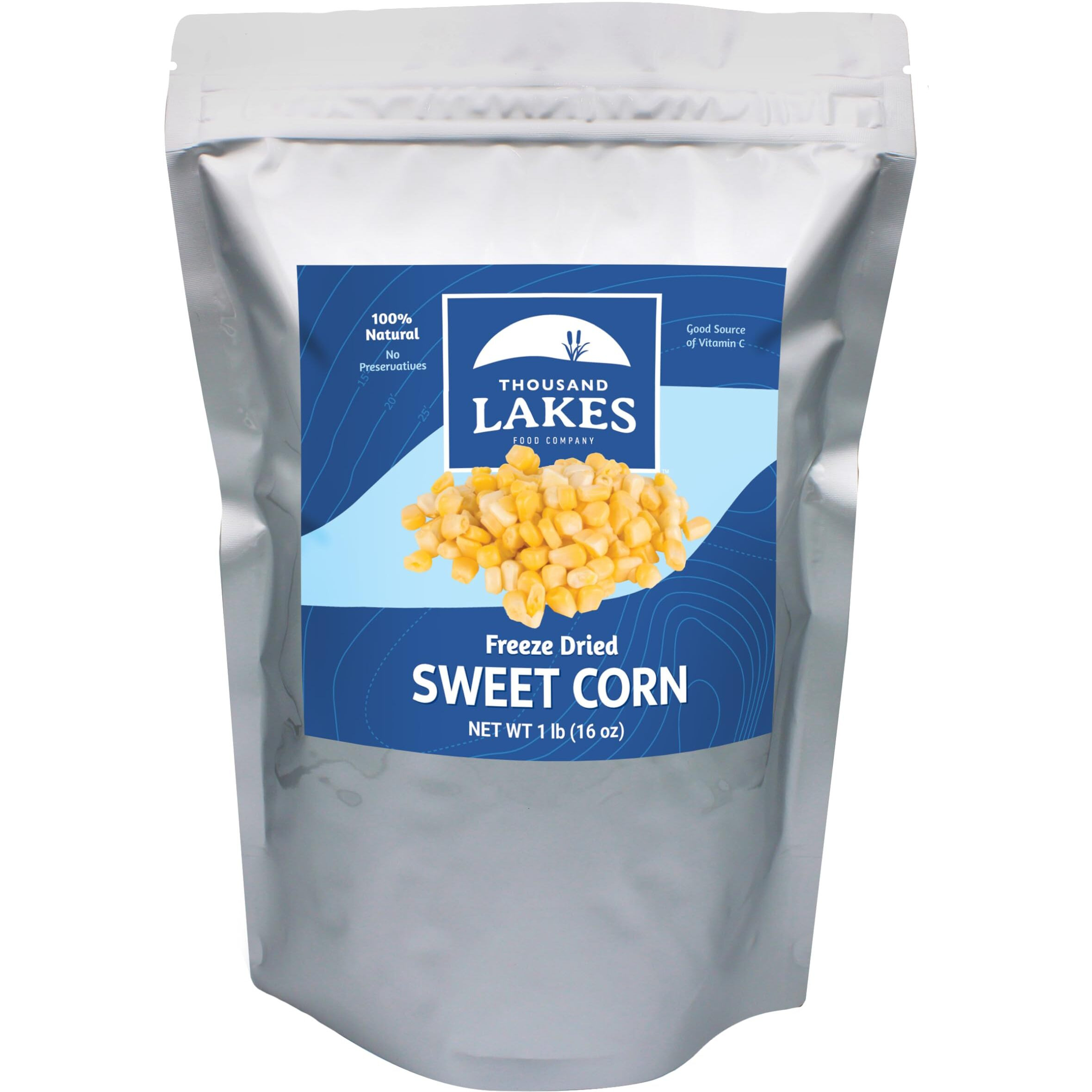 Thousand Lakes Freeze Dried Vegetables - Sweet Corn - Bulk 1 Pound (16 Ounces) | 100% Whole Sweet Corn Kernels | No Added Sugar Or Salt