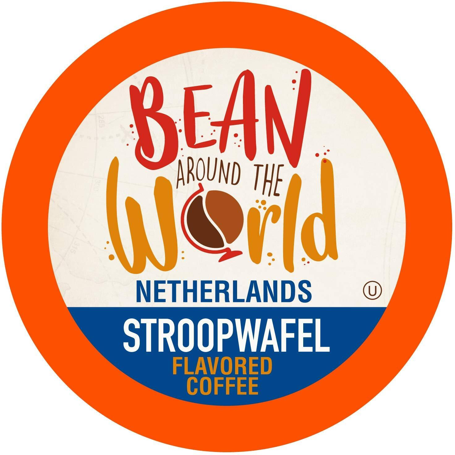 Bean Around The World Flavored Coffee Compatible With 2.0 Keurig K Cup Brewers, Stroopwafel, 40 Count (Pack Of 1)