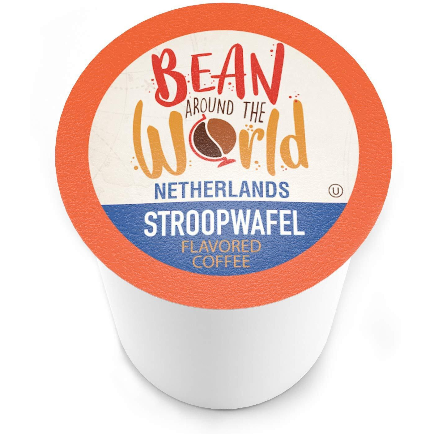 Bean Around The World Flavored Coffee Compatible With 2.0 Keurig K Cup Brewers, Stroopwafel, 40 Count (Pack Of 1)