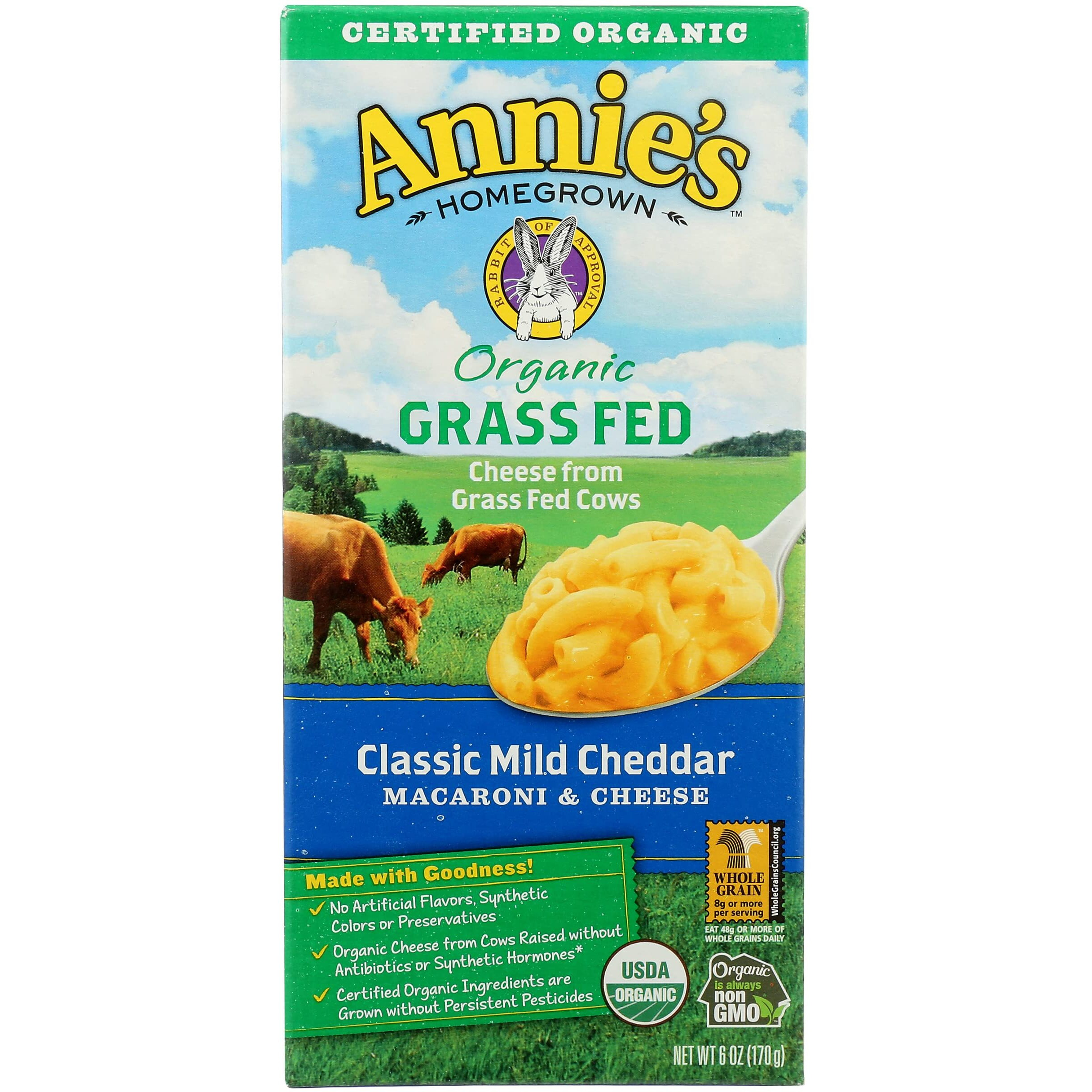 Annie's Organic Grass Fed Classic Mild Cheddar Macaroni & Cheese - 6Oz Paack Of 12