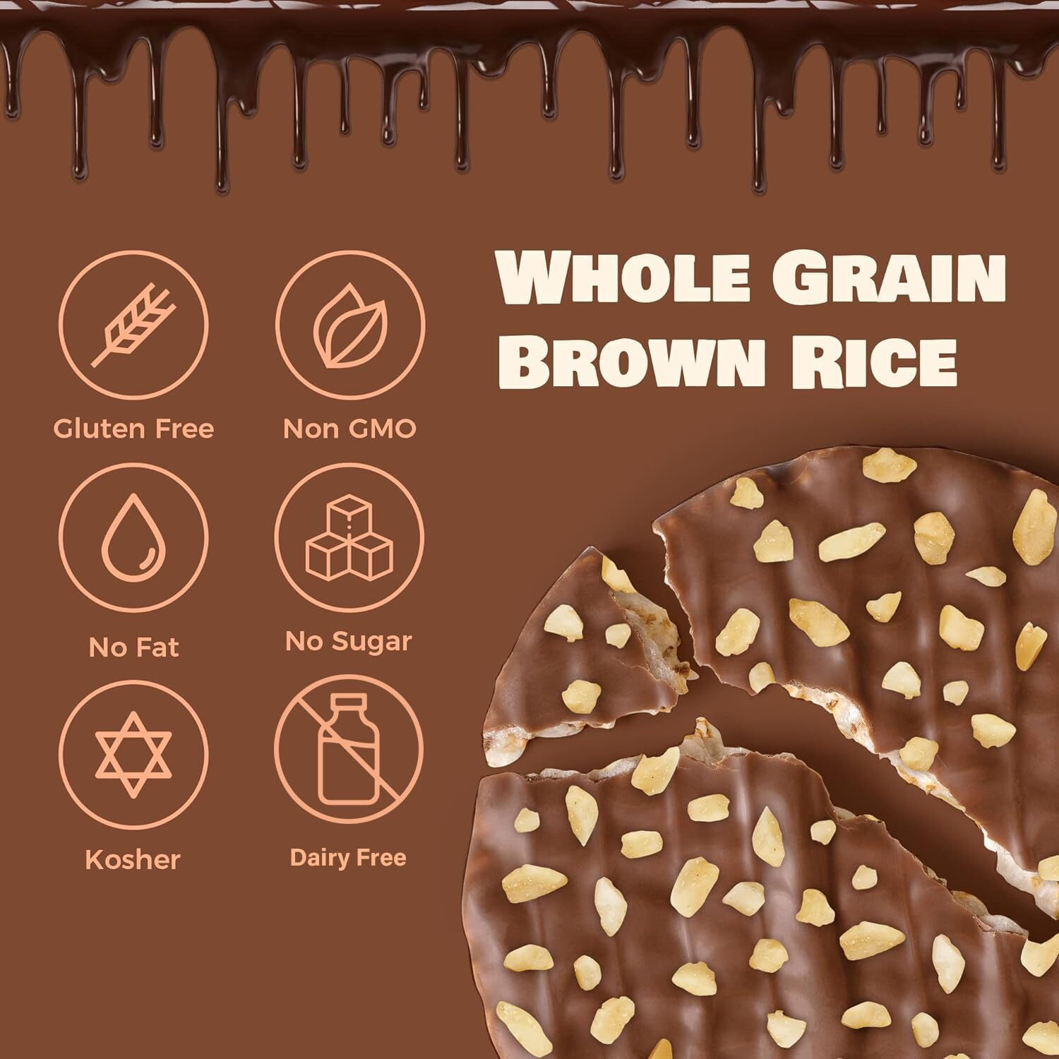 Liebers Thin Chocolate Rice Cakes, Kosher Certified Dairy And Dairy Free Options, Gluten Free Snack (Brittle Topped Dark Chocolate)