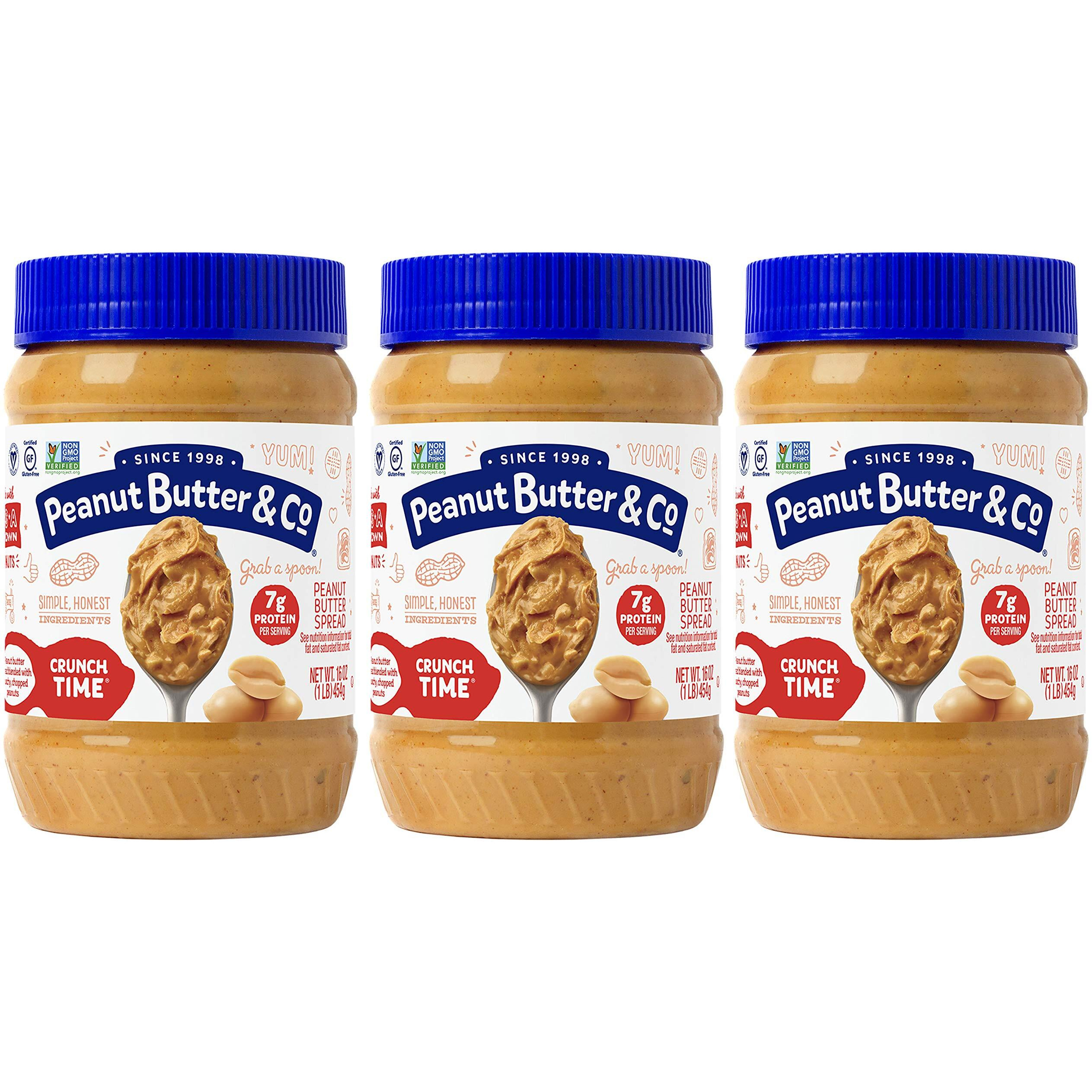 Peanut Butter & Co. Crunch Time Peanut Butter, Non-Gmo Project Verified, Gluten Free, Vegan, 16 Ounce (Pack Of 3)