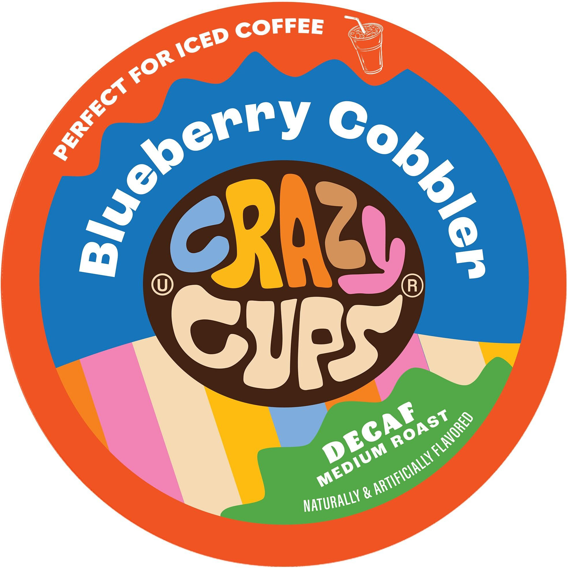 Crazy Cup Decaf Flavored Coffee Pods, Decaf Blueberry Coffee Pods, Blueberry Cobbler Hot Or Iced Coffee In Recyclable Single Serve Cups For Keurig K Cups Machines, 22 Count
