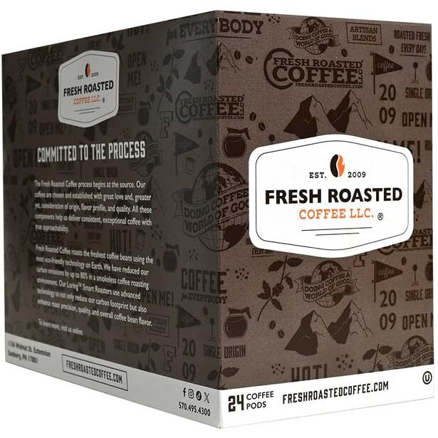 Fresh Roasted Coffee,100% Organic Sumatra Water-Processed Decaf | Single Origin | Medium Roast | Rfa Kosher | K-Cup Compatible | 24 Pods