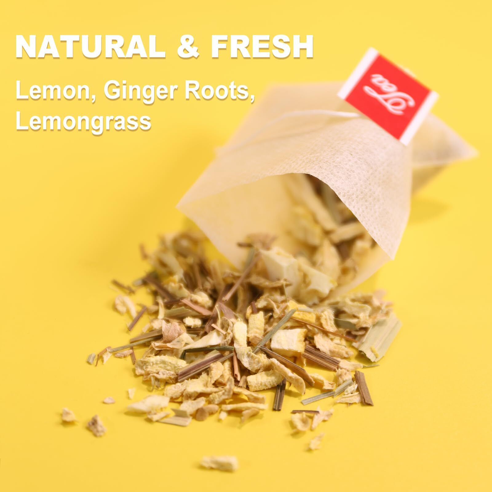 Tearelae - Lemon Ginger Tea Bags, 70 Count - Natural & Pure Herbal Tea With Ginger Root, Lemon, Lemongrass - Non-Gmo - Caffeine-Free - Support Healthy Digestion