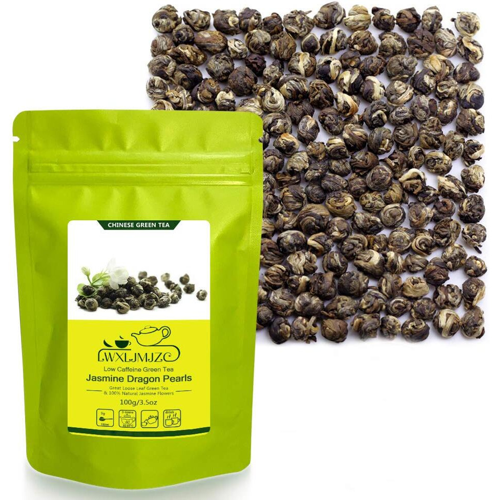 Lwxljmjzc-100G/3.53Oz Jasmine Dragon Pearls Loose Leaf Green Tea With Pleasant Jamsine Aroma-Jasmine Tea Suitable For Both Hot And Cold