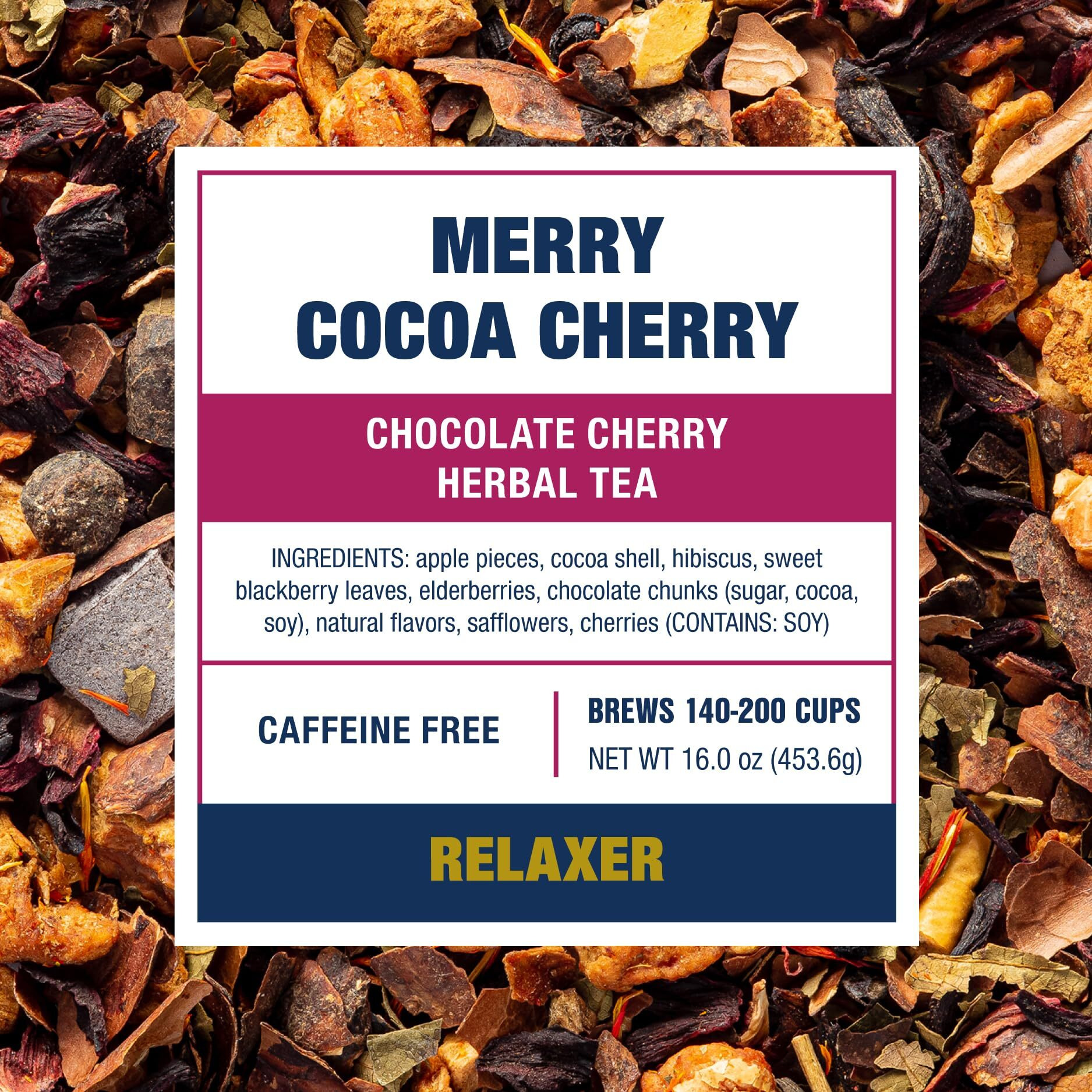 Tiesta Tea - Merry Cocoa Cherry | Chocolate Cherry Herbal Tea | Premium Loose Leaf Tea Blend | Non Caffeinated Holiday Teas | Make Hot Or Iced Tea & Brews Up To 200 Cups - 16 Oz Resealable Bulk Pouch