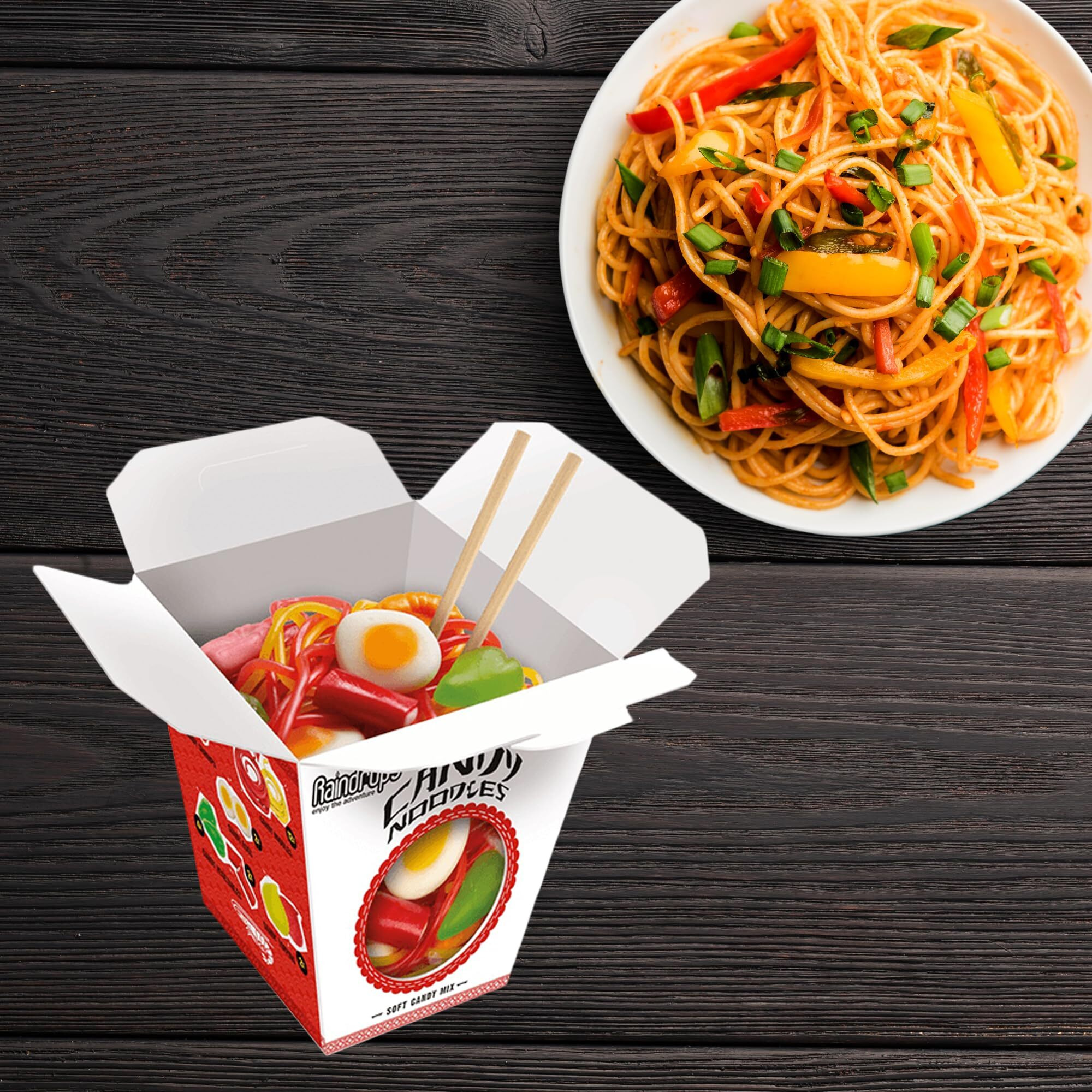 Raindrops Gummy Candy Noodles Takeout Box - Japanese Snacks, Chinese Snacks - Candy Variety Pack - Fun And Unique Candy Gifts (1 Box)
