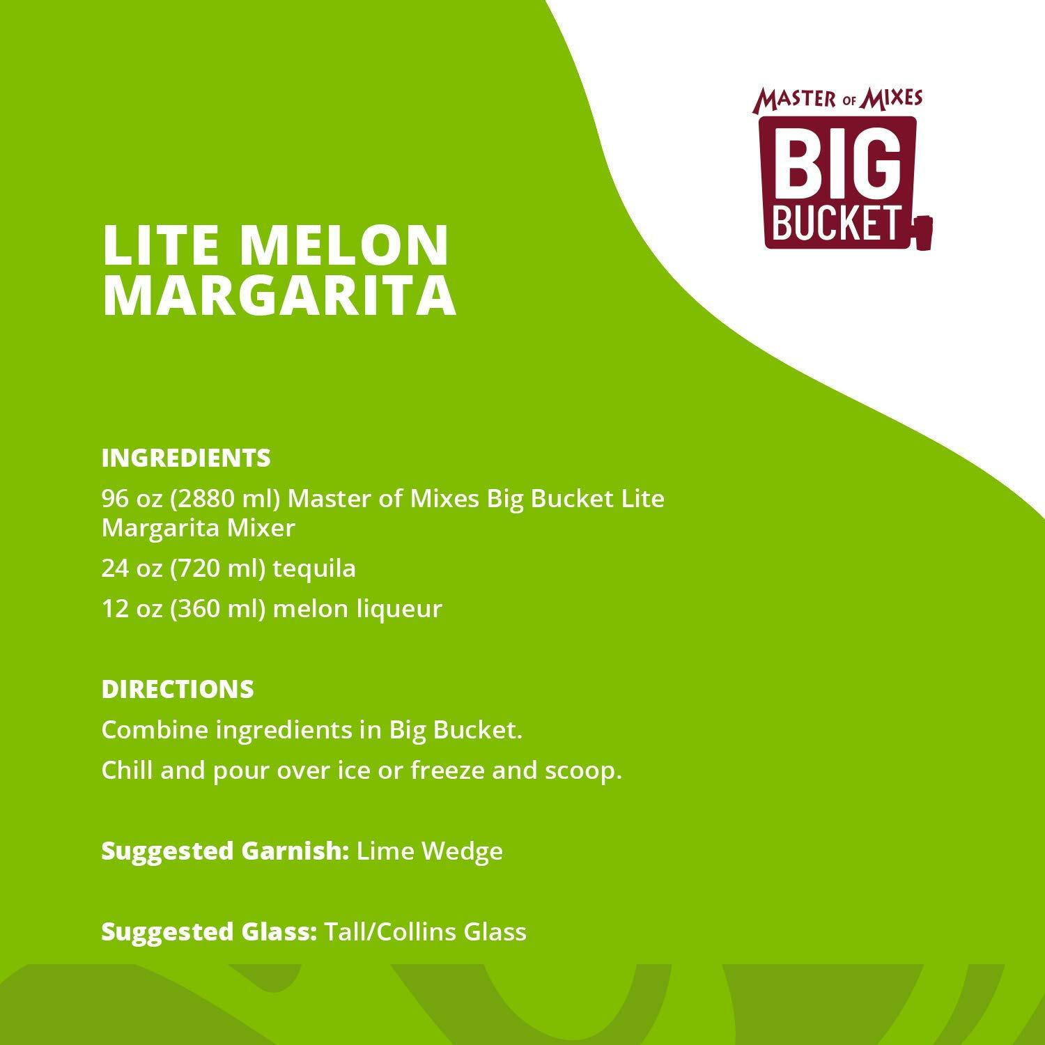 Master Of Mixes Margarita Lite Mix, Ready To Use, 96 Oz Low-Profile Bigbucket, Individually Boxed In Ecommerce Protective Packaging