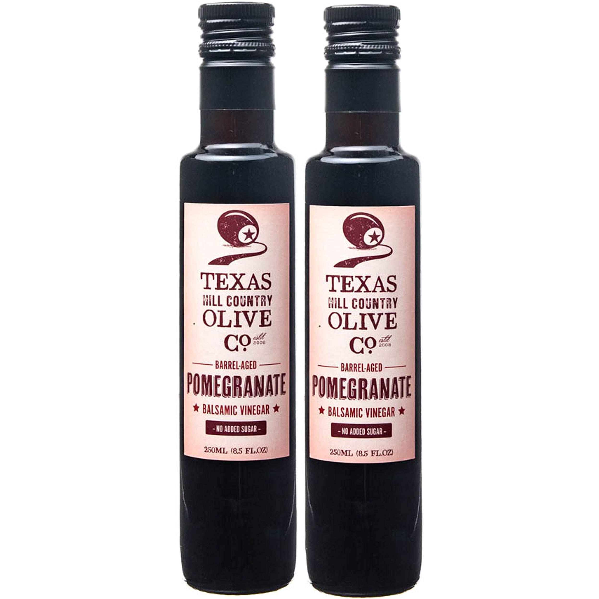 Pomegranate Balsamic Vinegar - Gourmet Barrel Aged Infused Balsamic Vinegar - Great For Dressing Dipping Glazing - No Artificial Flavors Or Added Sugar - Made In Texas (8.5 Oz, 2 Pack)