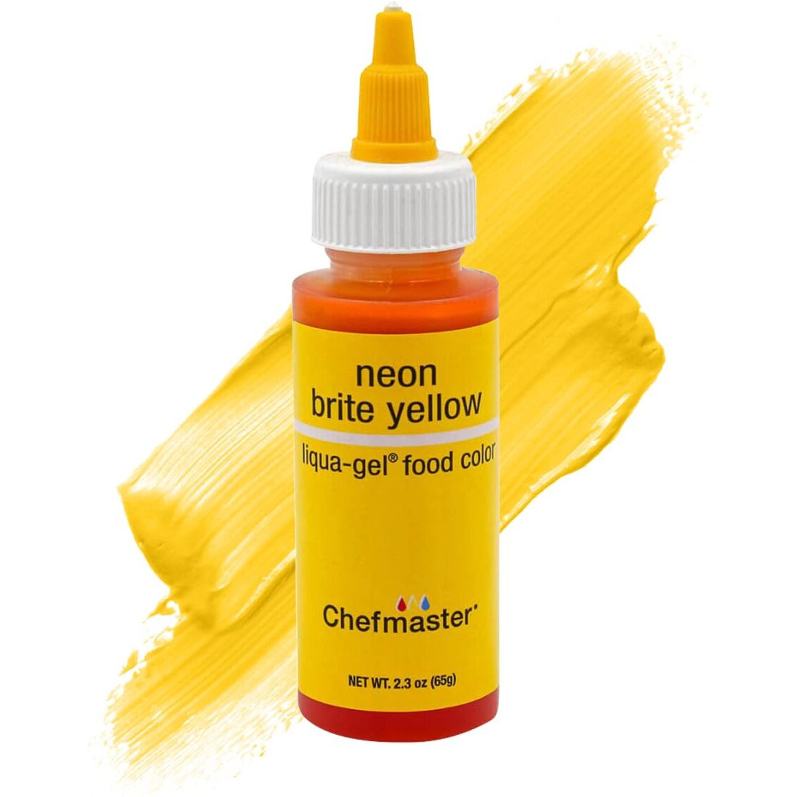 Chefmaster Neon Yellow Liqua-Gel Food Coloring | Vibrant Color | Professional-Grade Dye For Icing, Frosting, Fondant | Baking & Decorating | Fade-Resistant | Easy-To-Use | Made In Usa | 2.3 Oz
