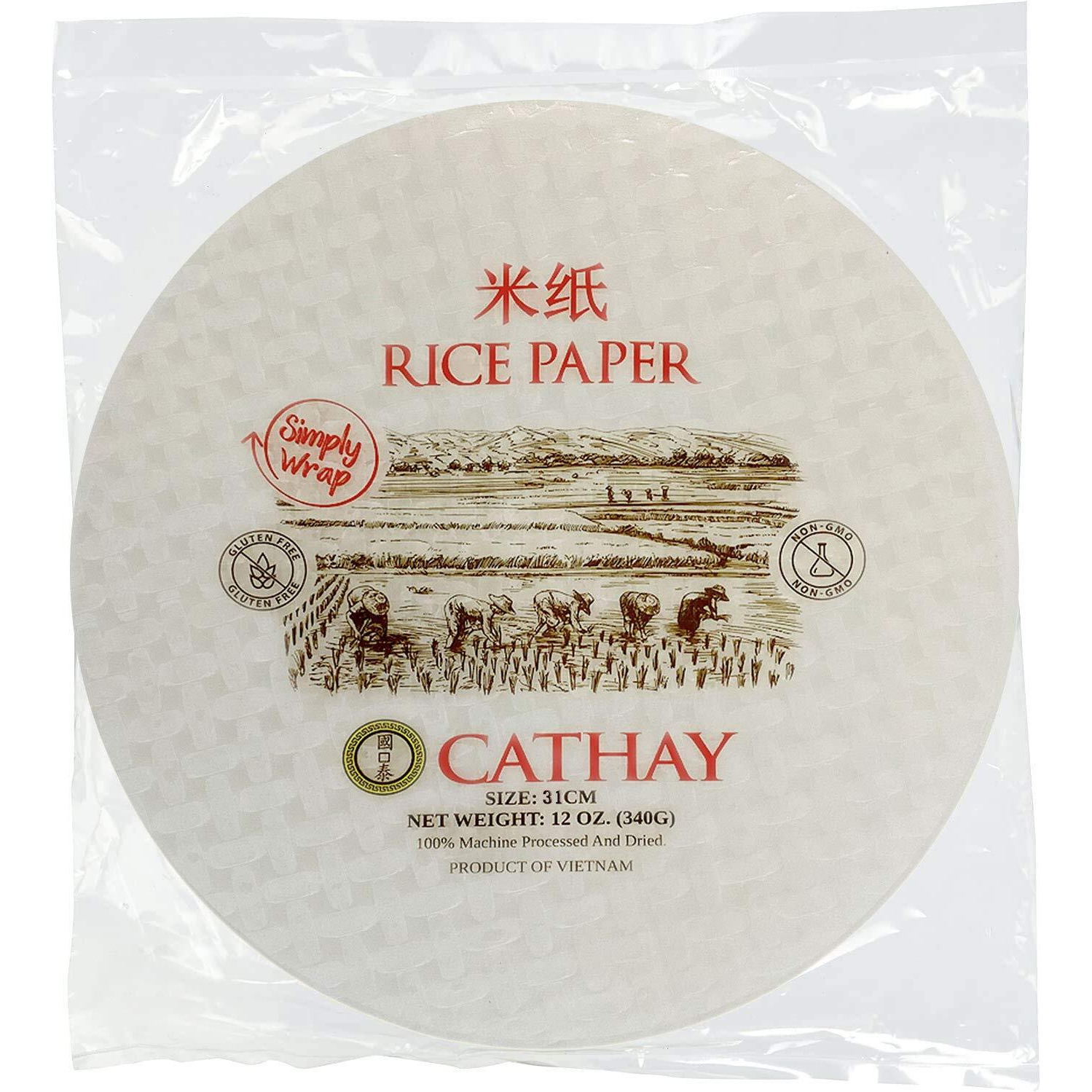 Cathay Fresh Spring Roll Rice Paper Wrappers, Rice Paper Wrappers For Fresh Rolls-25 Sheets, Non-Gmo, Gluten-Free, Low Carb, Vietnamese Summer Wrap With Natural Ingredients, Veggie Wrap