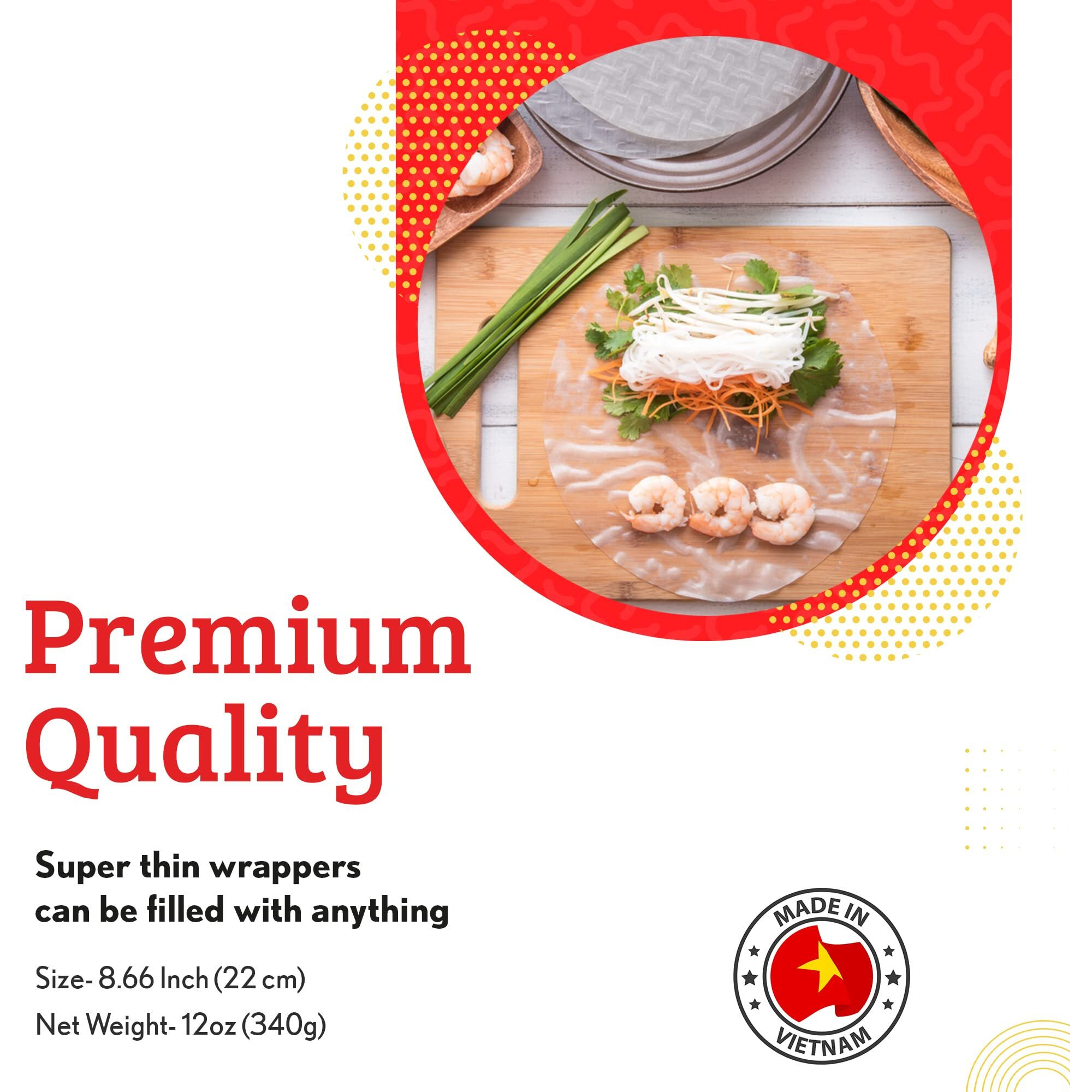 Cathay Fresh Spring Roll Rice Paper Wrappers, Rice Paper Wrappers For Fresh Rolls-25 Sheets, Non-Gmo, Gluten-Free, Low Carb, Vietnamese Summer Wrap With Natural Ingredients, Veggie Wrap