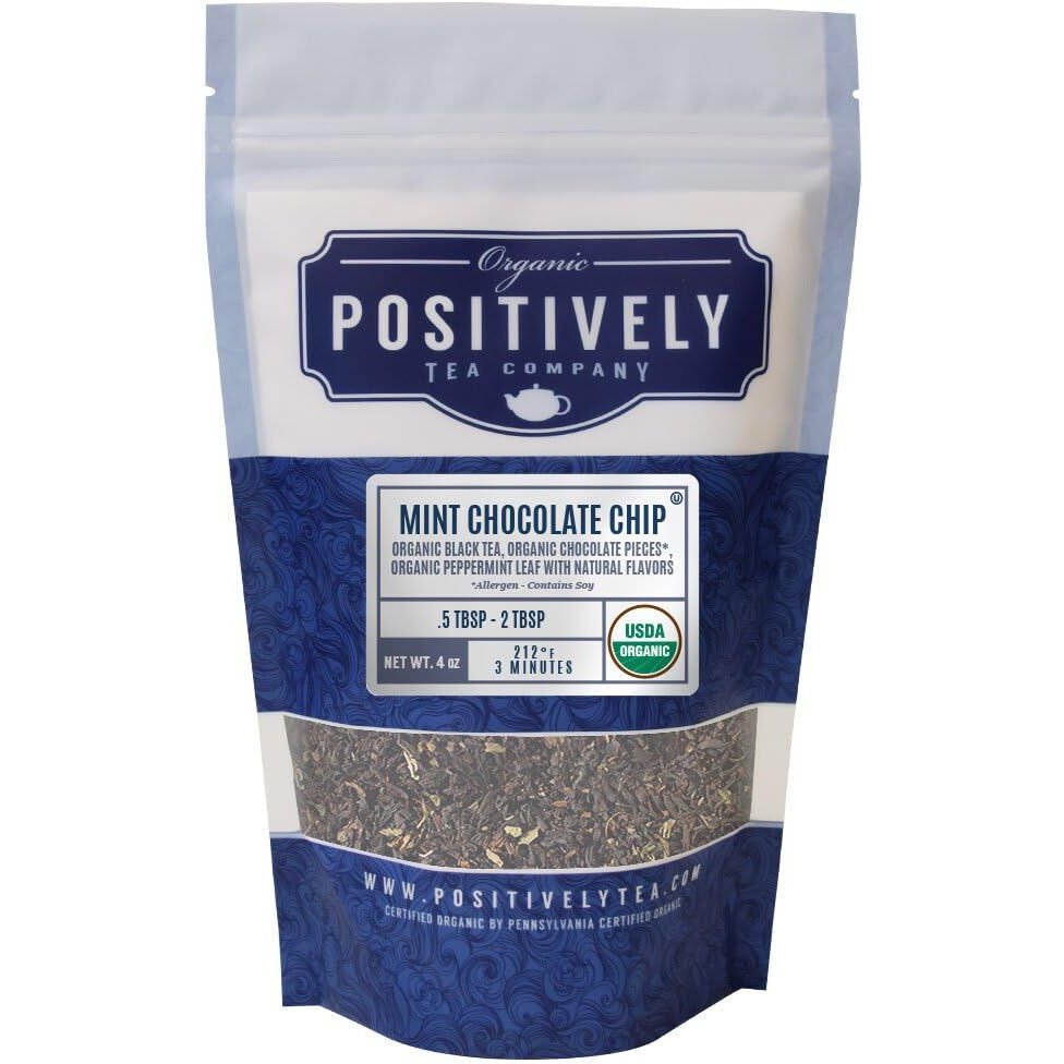 Organic Positively Tea Company, Mint Chocolate Chip, Black Tea, Loose Leaf, 4 Ounce