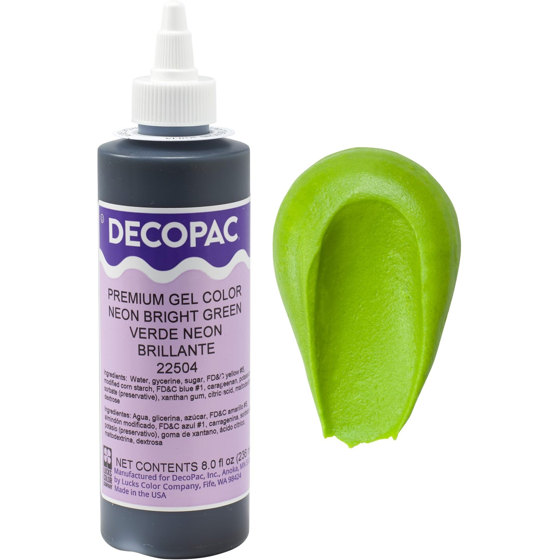 Decopac Premium Gel Food Coloring | Neon Bright Green Food Coloring For Baking | 8Oz | Color Buttercream, Fondant, Frosting & Piping Gel, Food Safe, Highly Concentrated Gel, 8 Oz - Neon Bright Green