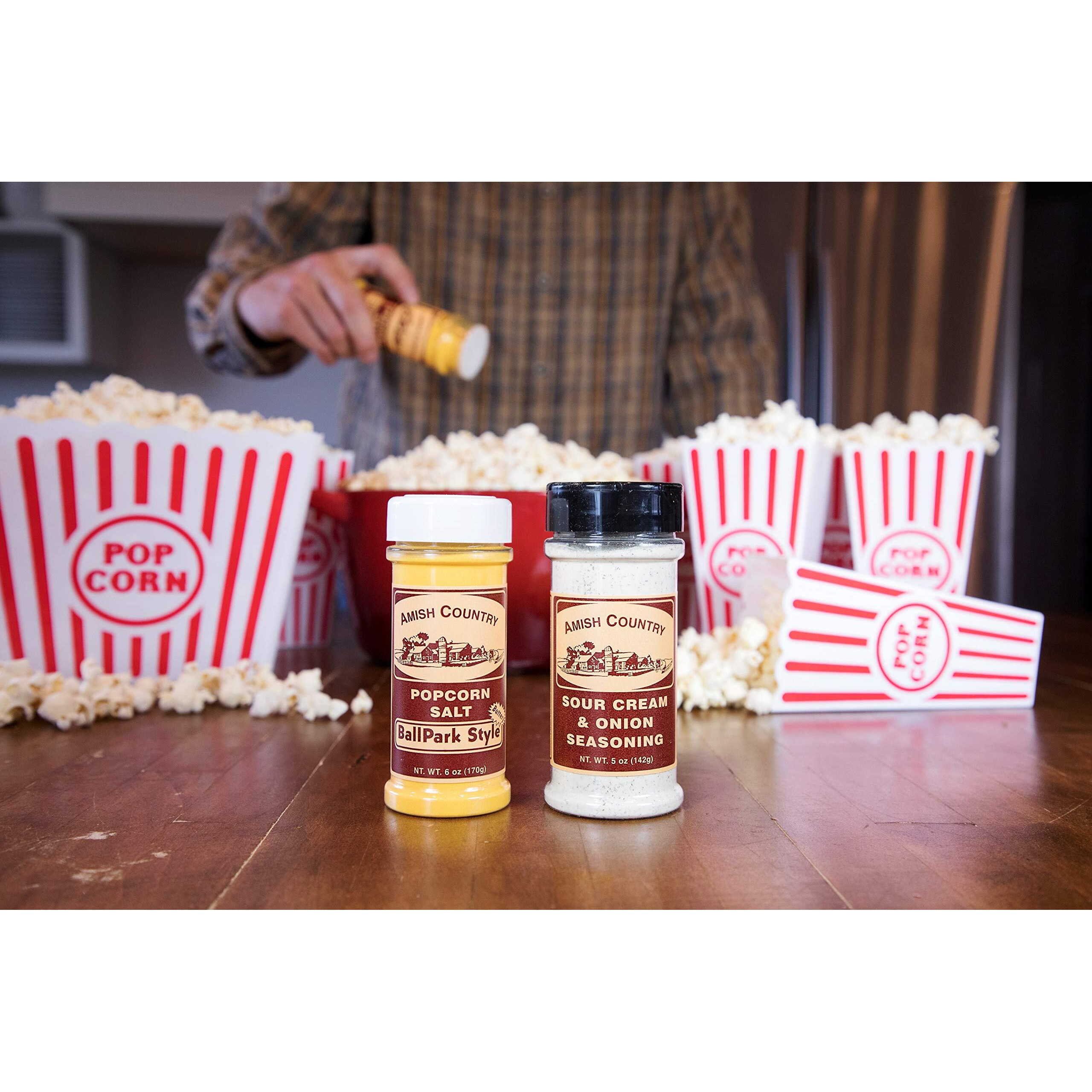 Amish Country Popcorn | Seasoning Variety Pack | Ballpark Style Buttersalt - 6 Oz And Sour Cream And Onion - 5 Oz Popcorn Seasoning | Old Fashioned, Non-Gmo And Gluten Free