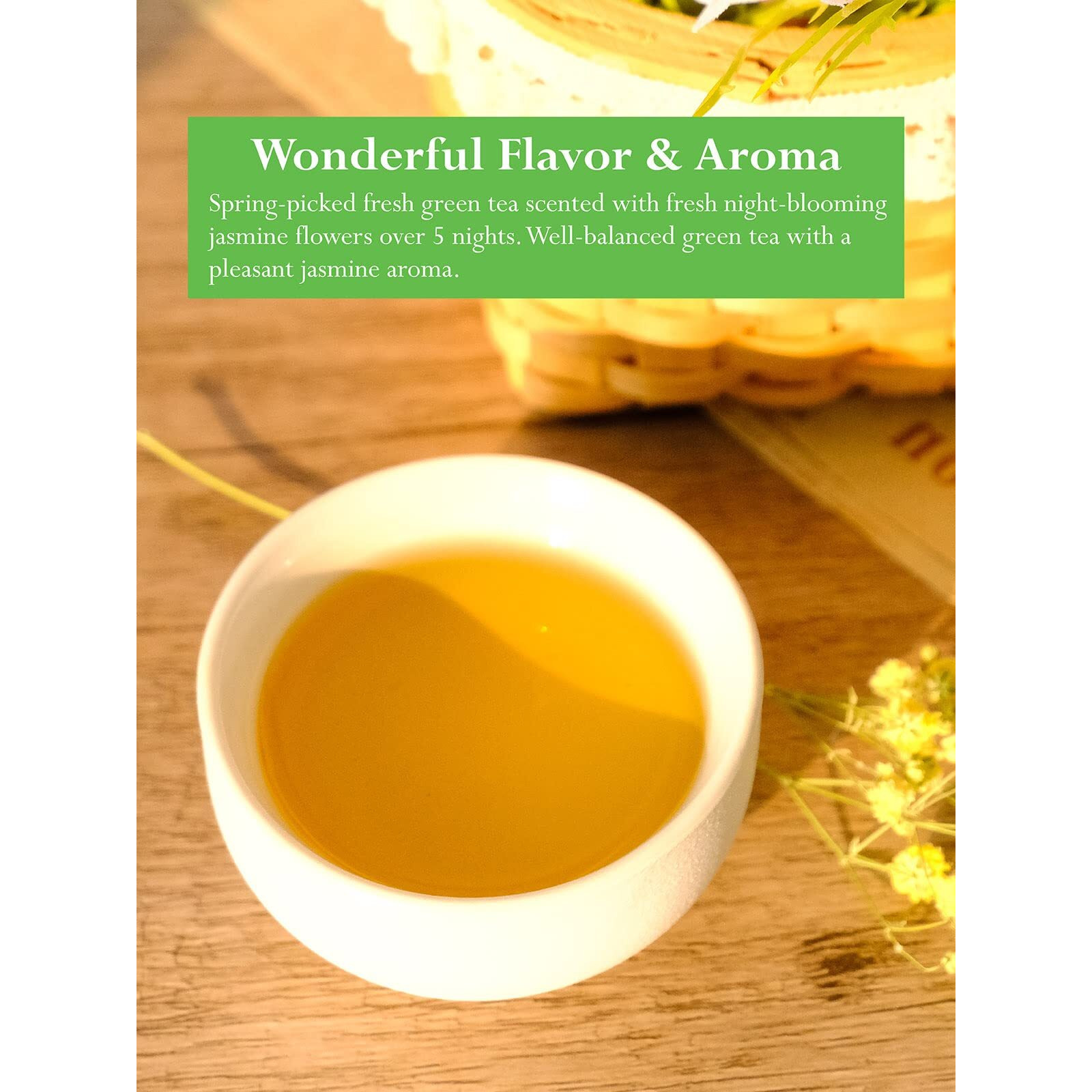 Teelux Jasmine Green Tea Bags, Natural Caffeinated Jasmine Scented Green Tea With Pleasant Aroma, 100 Count Tea Bags