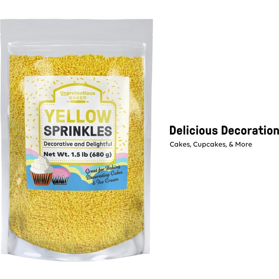 Unpretentious Yellow Sprinkles (1.5 Lb) Bright & Colorful Jimmies, Decorative & Fun Topping For Baking