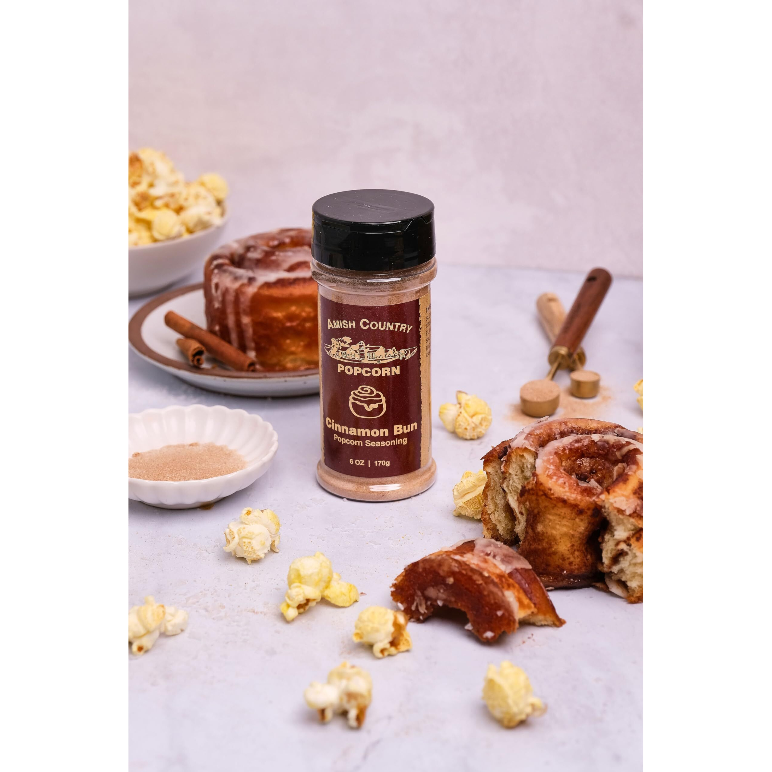 Amish Country Popcorn | Cinnamon Bun Seasoning - 6 Oz | Old Fashioned, Non-Gmo And Gluten Free