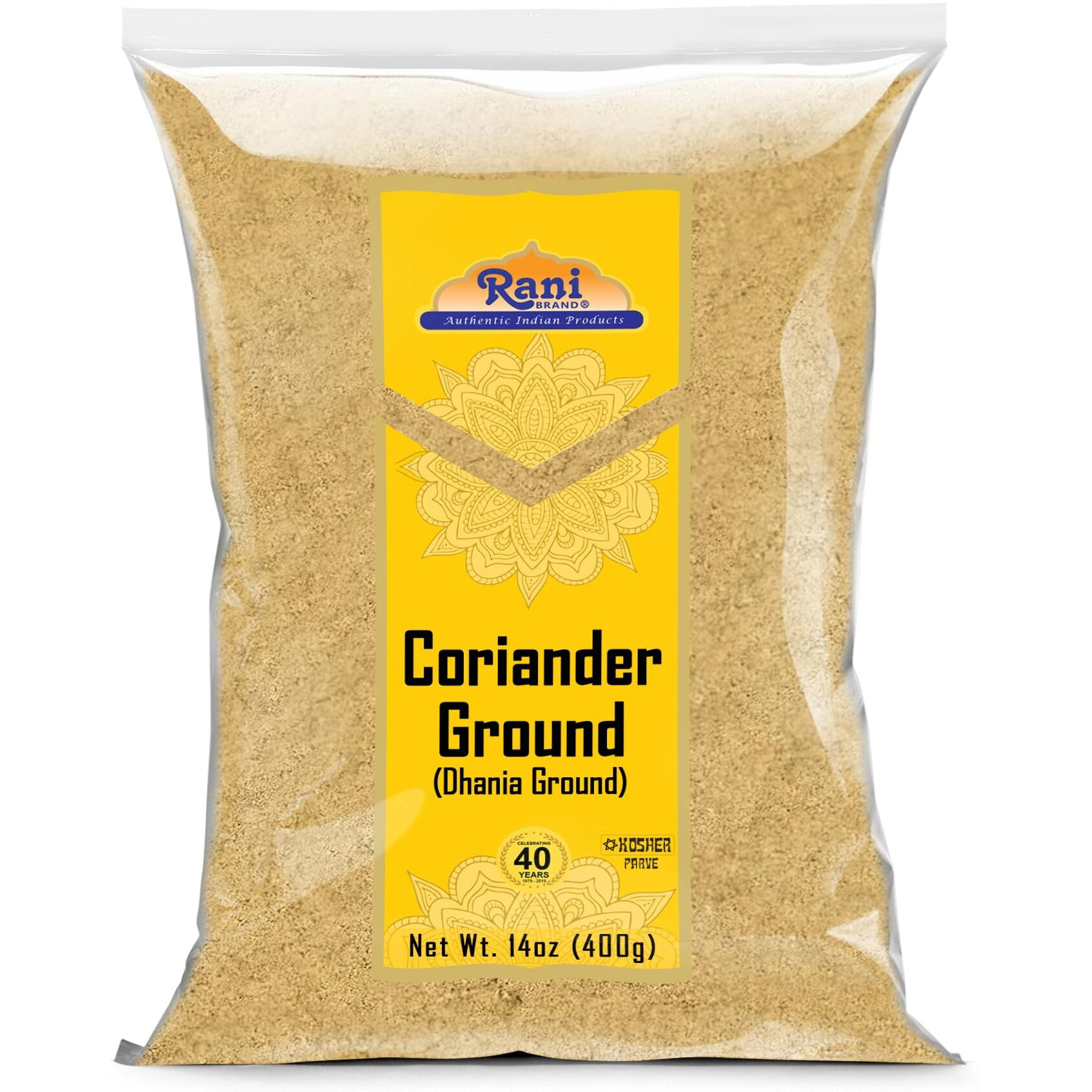 Rani Coriander Ground Powder (Indian Dhania) Spice 14Oz (400G) ~ All Natural | Salt-Free | Vegan | No Colors | Gluten Friendly | Non-Gmo | Kosher | Indian Origin