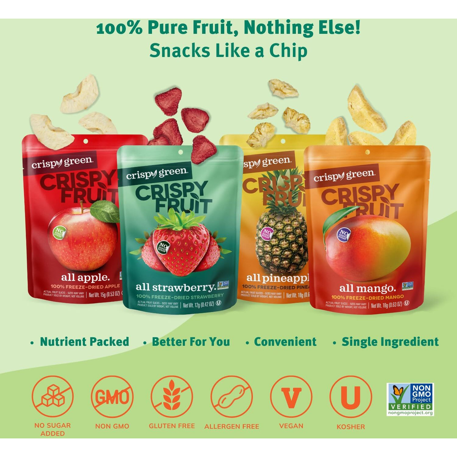Crispy Fruit Favorite Flavors Freeze Dried Fruit Variety Pack (16 Count) 243G