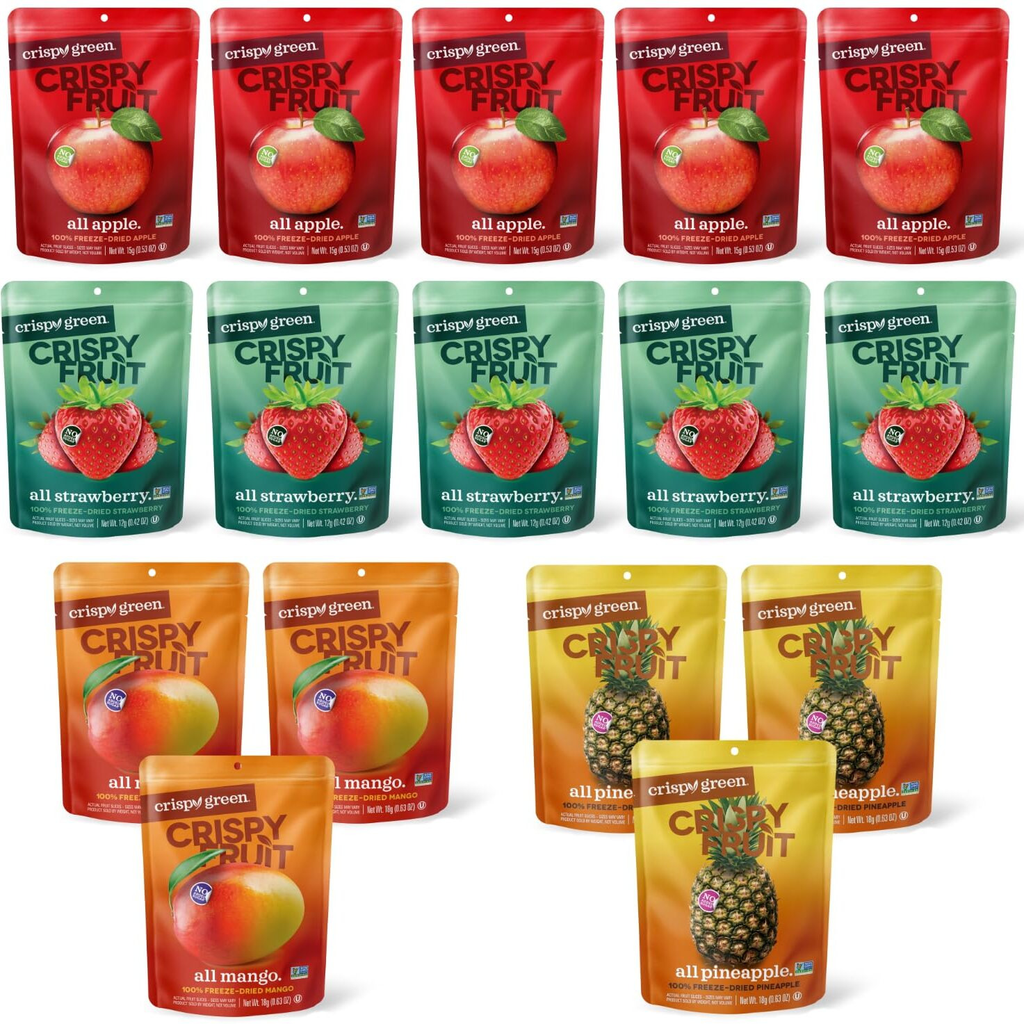 Crispy Fruit Favorite Flavors Freeze Dried Fruit Variety Pack (16 Count) 243G