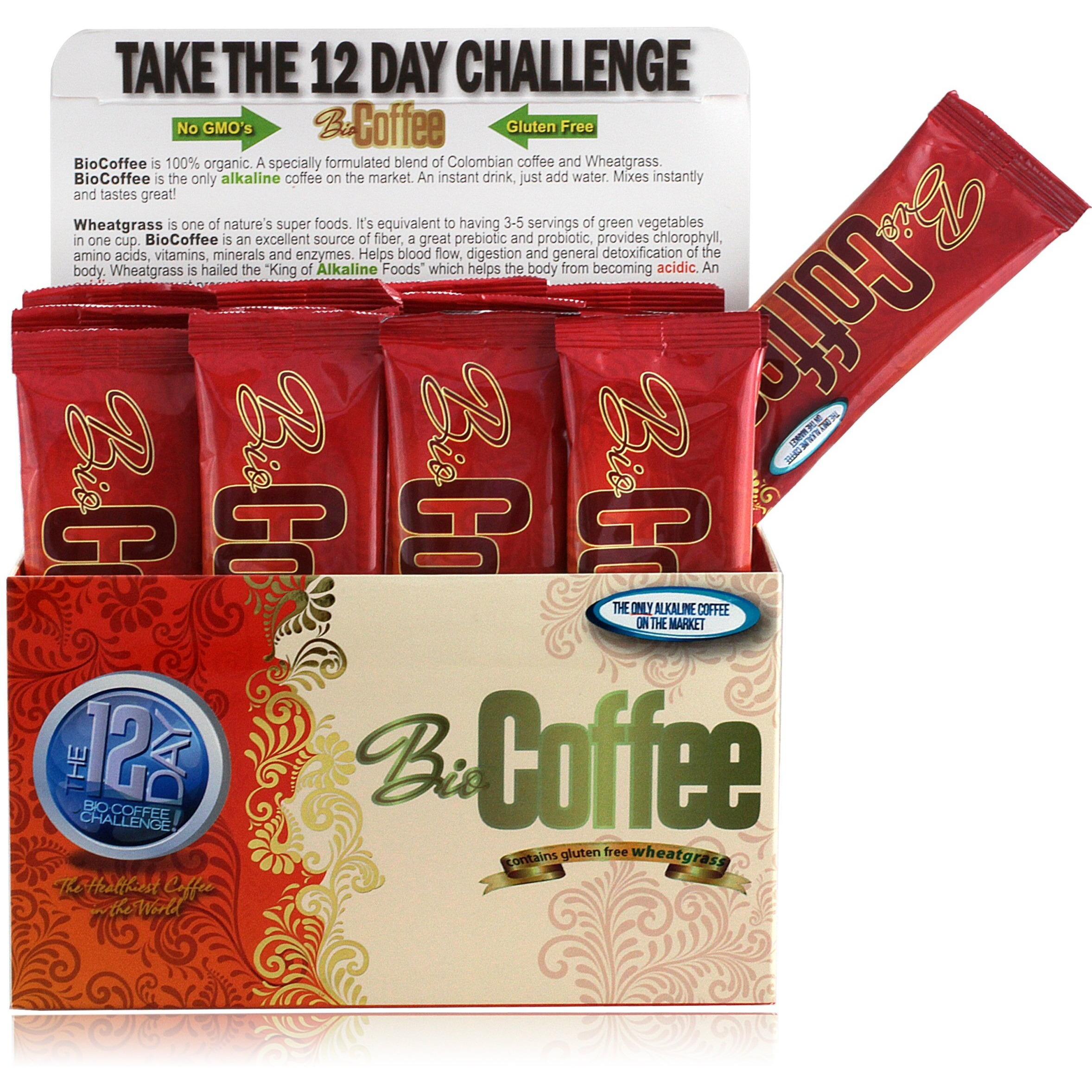 Bio Coffee- First Organic Instant Non-Dairy Alkaline Coffee (2 Boxes, 32 Total Sachets)