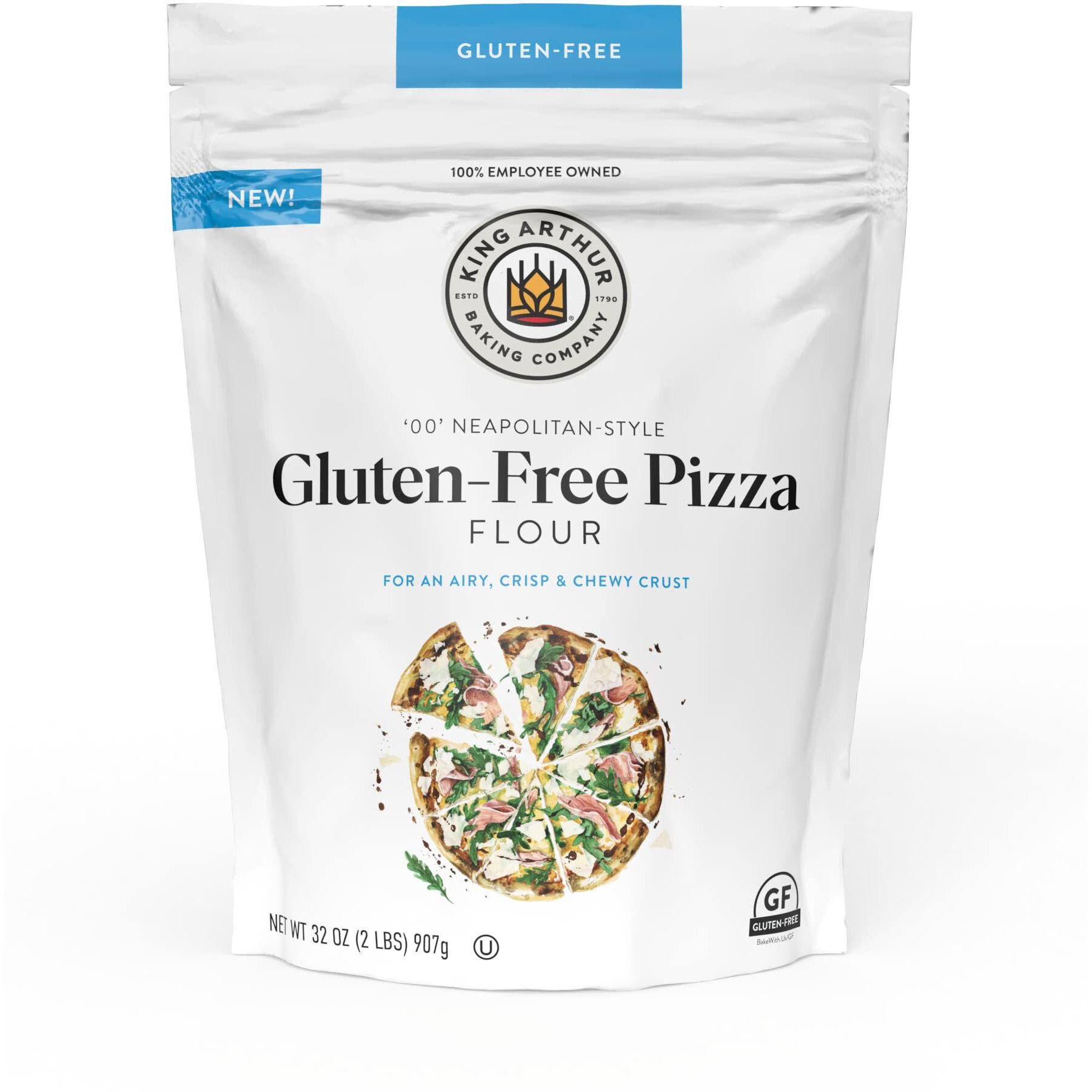King Arthur Gluten Free Pizza Flour Crispy Neapolitan-Style Crust - 32 Oz Box, Sorghum & Wheat Starch Blend, Xanthan Gum, Perfect For Gf Baking, Celiac-Friendly, 00 Pizza Dough Mix