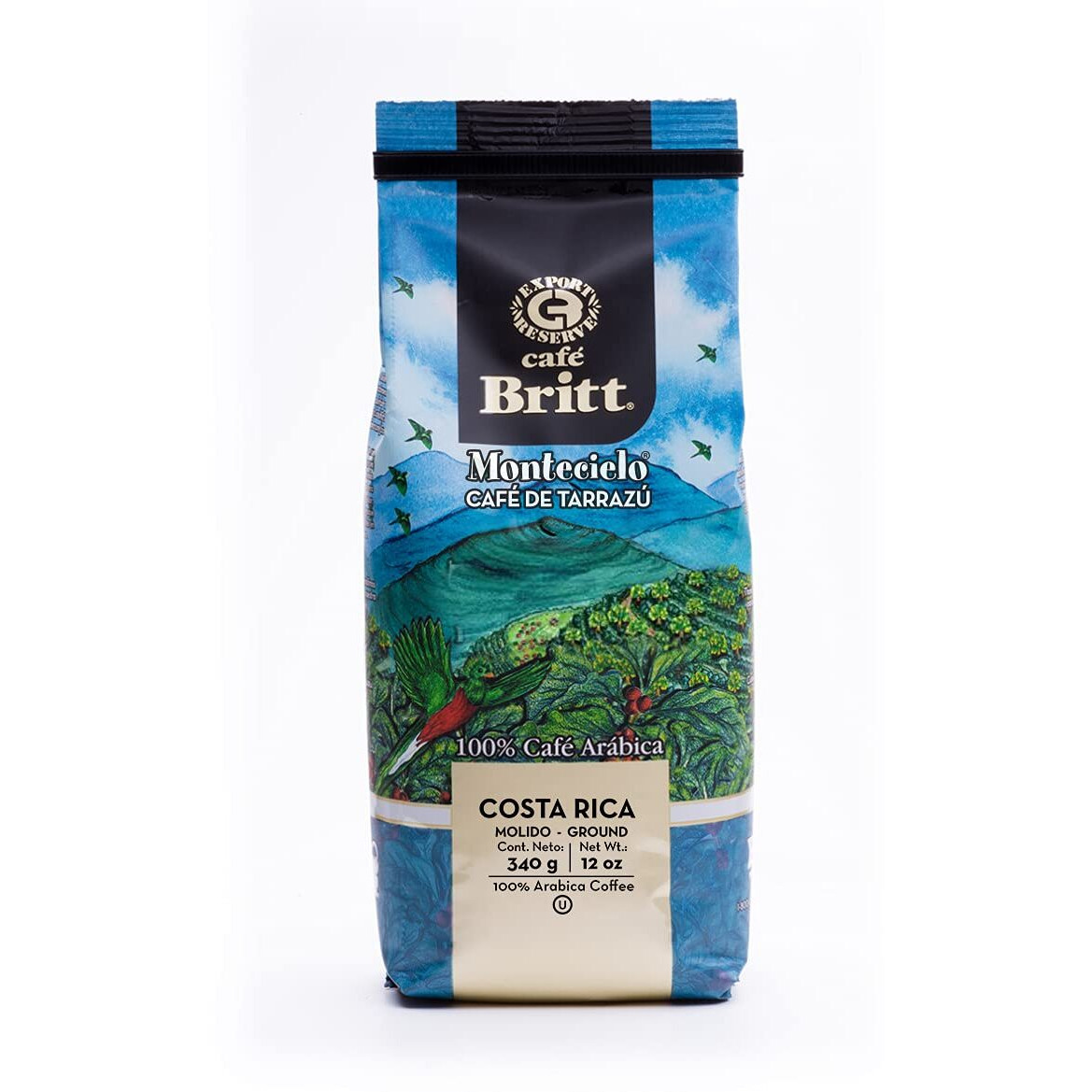 Caf   Britt - Costa Rican Montecielo, Coffee From Tarrazu (12 Oz.) (3-Pack) - Ground, Arabica Coffee, Kosher, Gluten Free, 100% Gourmet & Medium Dark Roast