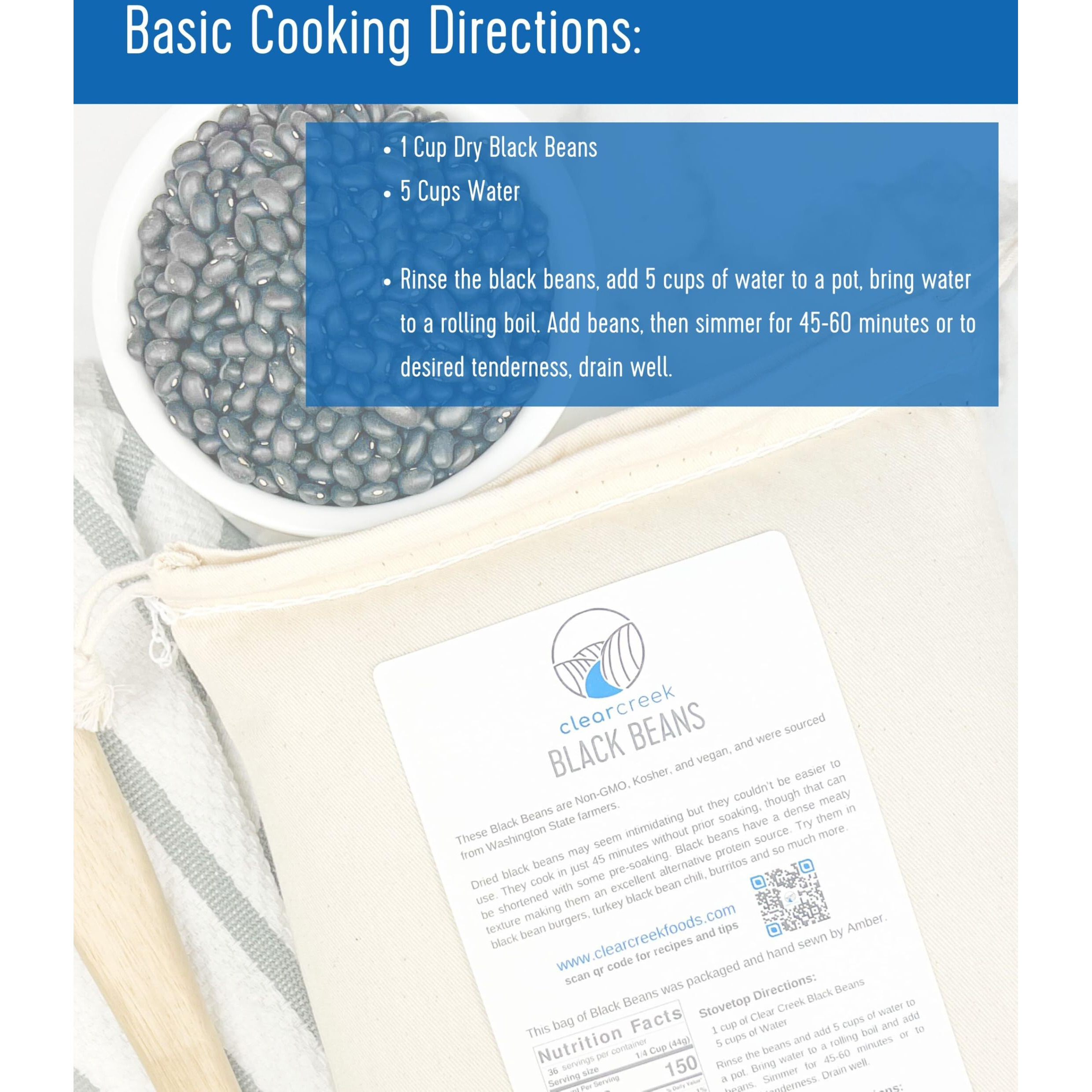 Grown In Washington Black Beans | 18 Lb | Non-Gmo | Kosher | Vegan | Non-Irradiated